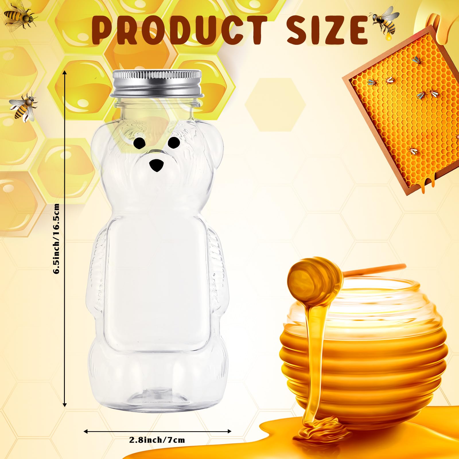 Mifoci 36 Pcs 8 Oz Plastic Honey Bear Bottle Bear Shape Clear Honey Container With Screw Top Lid Honey Bottle Squeeze Bear Shape