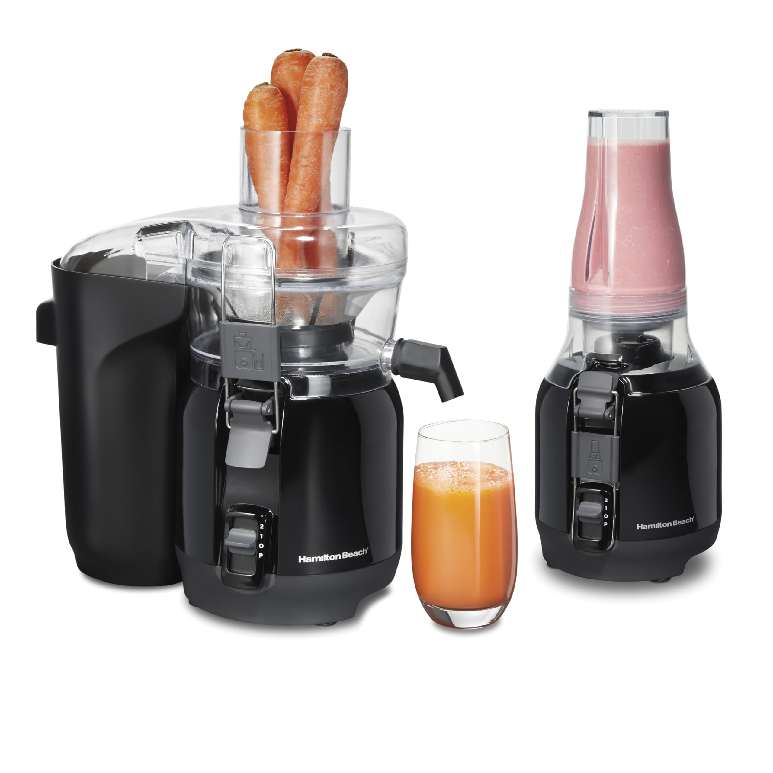 Hamilton Beach Juice & Blend 2-in-1 Juicer Machine and 20 oz. Blender, Big Mouth Large 3    Feed Chute for Whole Fruits and Vege