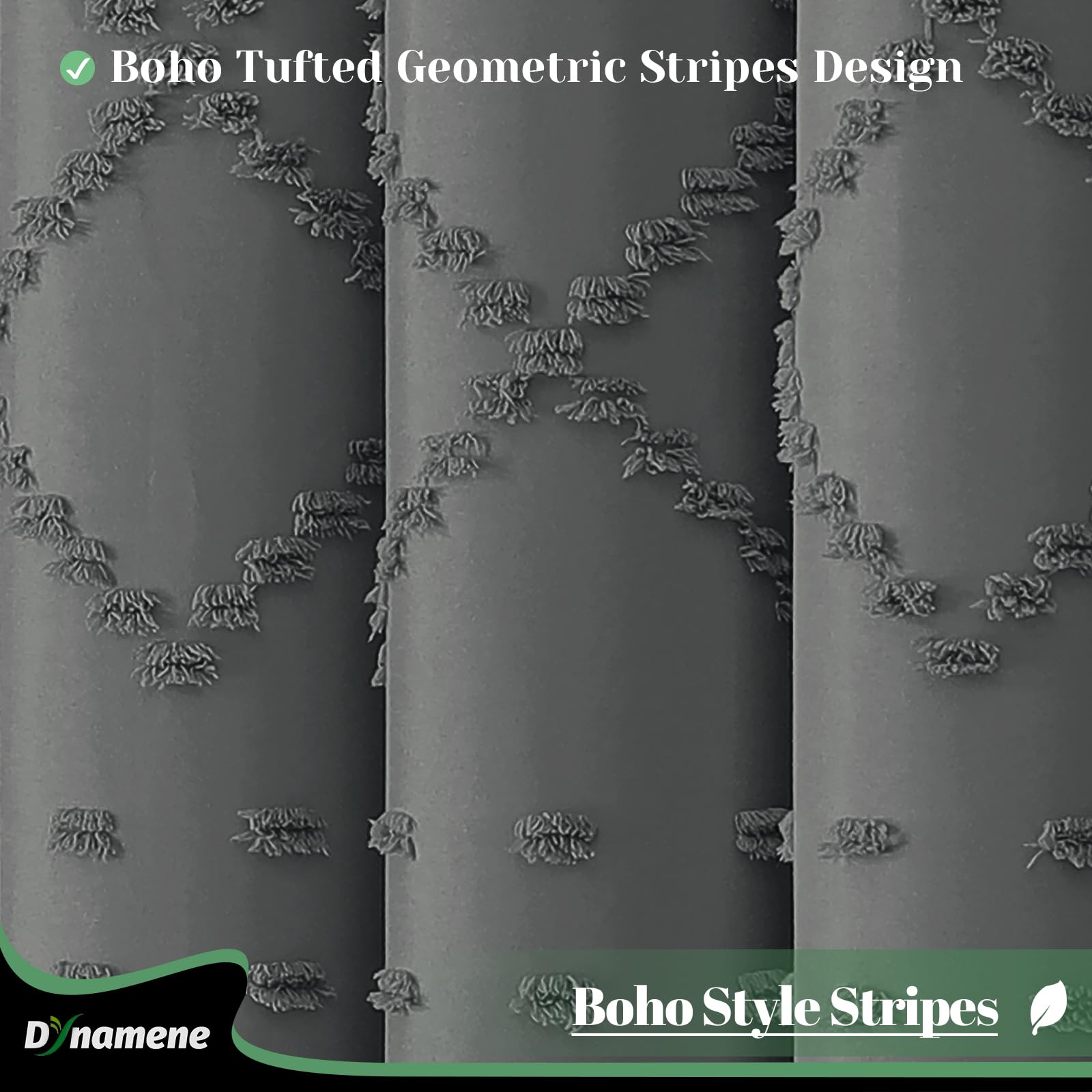 Dynamene 78 Inch Long Shower Curtain, Boho Tufted Geometric Striped Tall Cloth Shower Curtains For Bathroom Decor, Large Hotel L