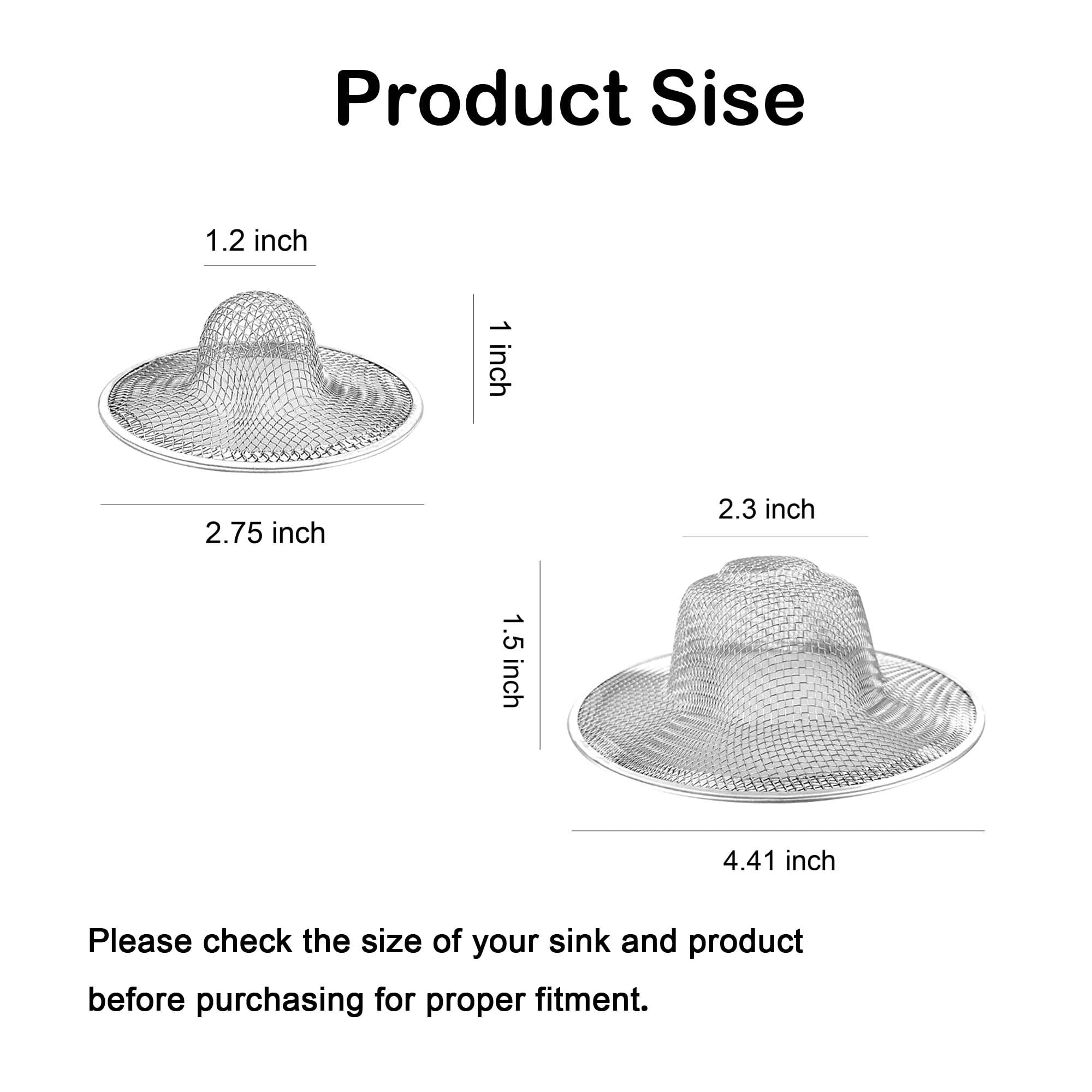 20Pcs Stainless Steel Slop Basket Filter Trap, 2.75'' & 4.41'' Bathroom Sink Drain Strainer Mesh, Mesh Drain Cover Drain Sink Sc