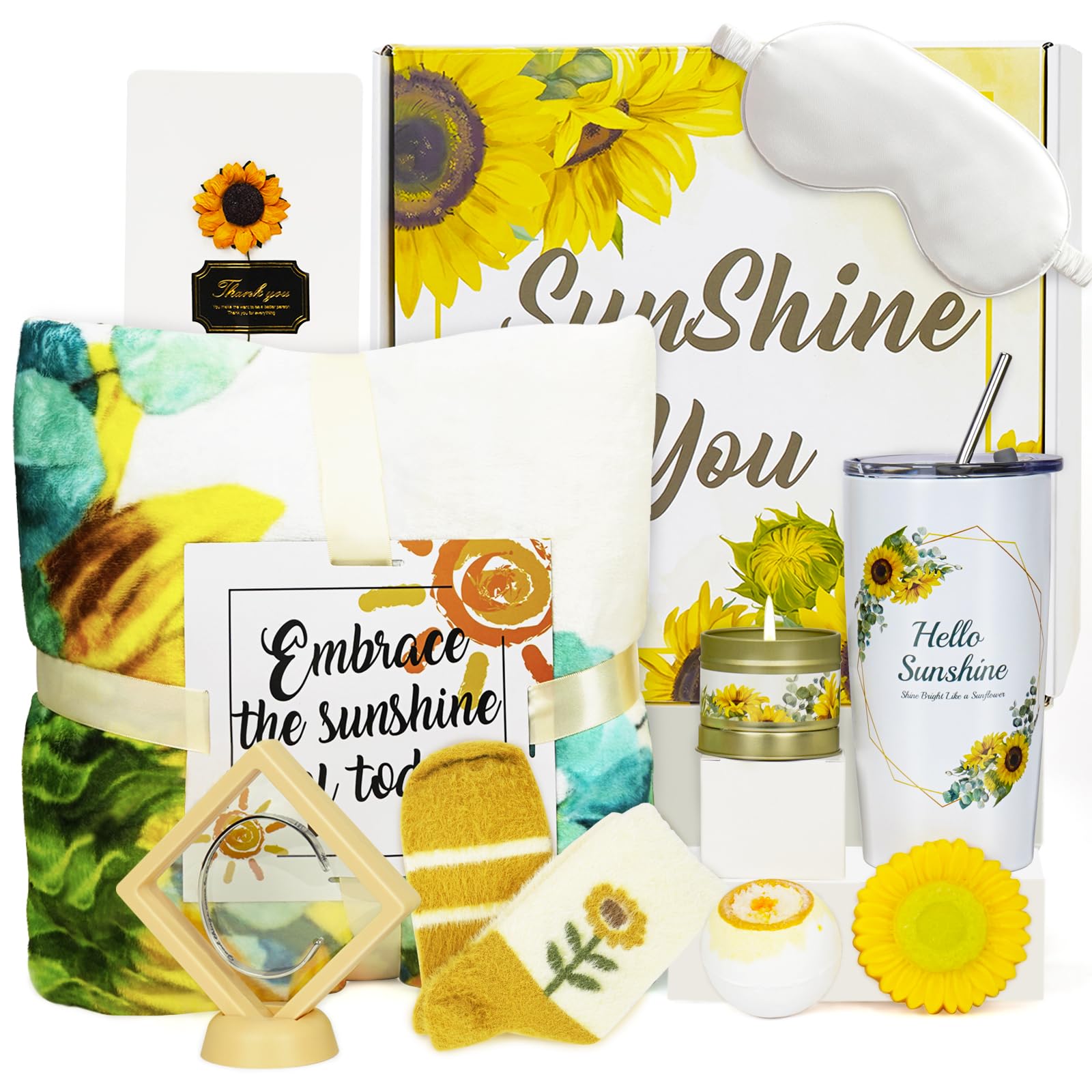 UHAPEER Sunflower Gift Box, Sending Sunshine Gifts for Women, Get Well Soon Gift Box Sunshine Box Care Package, Valentines Day G