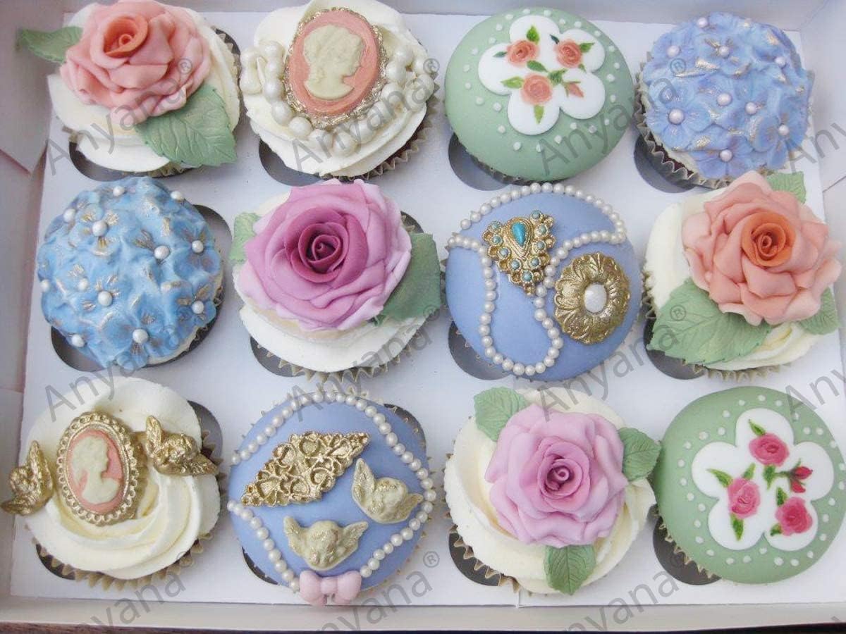 Anyana Diamond Baking Molds Mini Jewel Brooch Silicone Fondant Molds Cabochon Cake Decorating Tools Gumpaste Gem Cupcake Topper