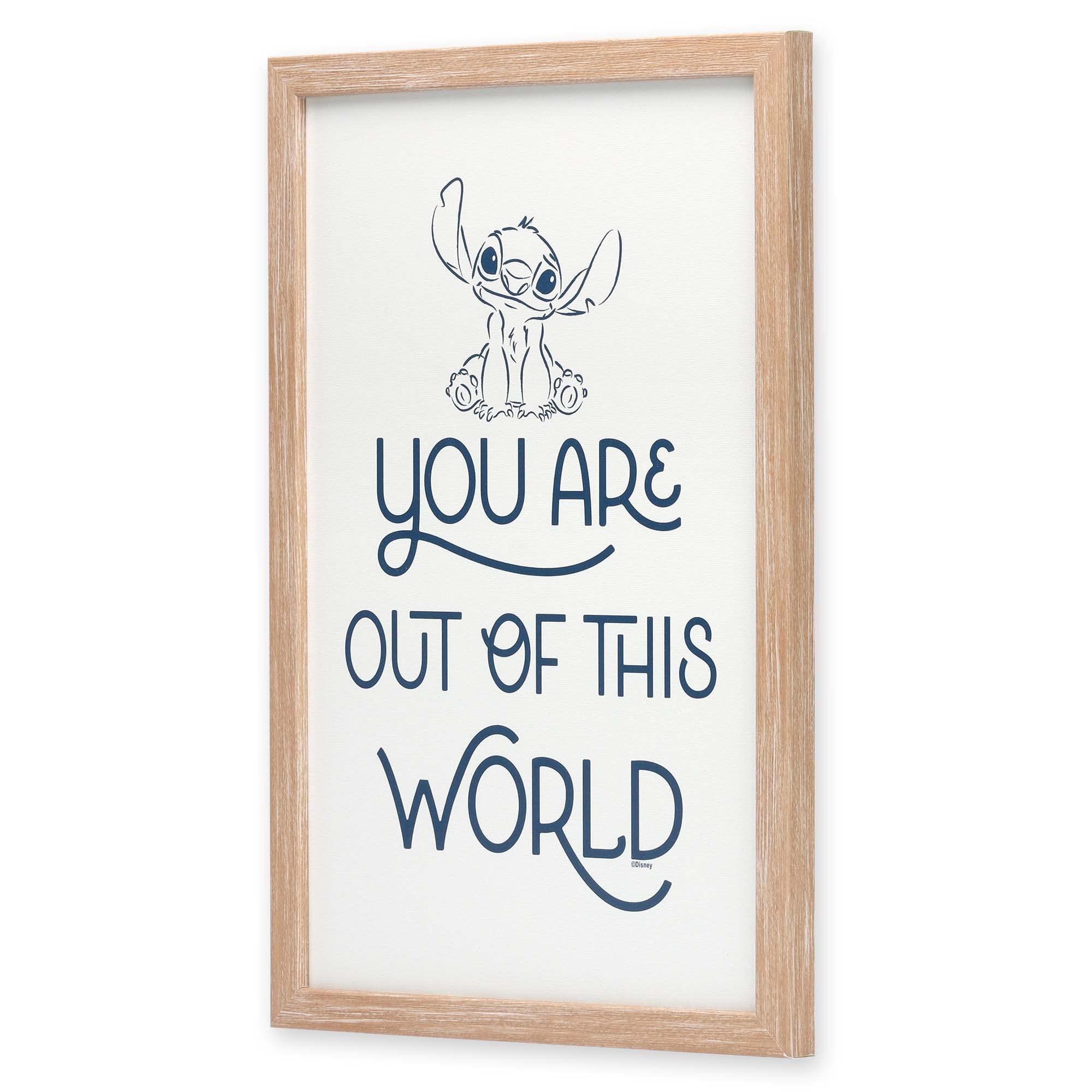 Disney Lilo And Stitch Out Of This World Framed Wood Wall Decor - Cute Stitch Wall Art For Kids' Bedroom Or Movie Room
