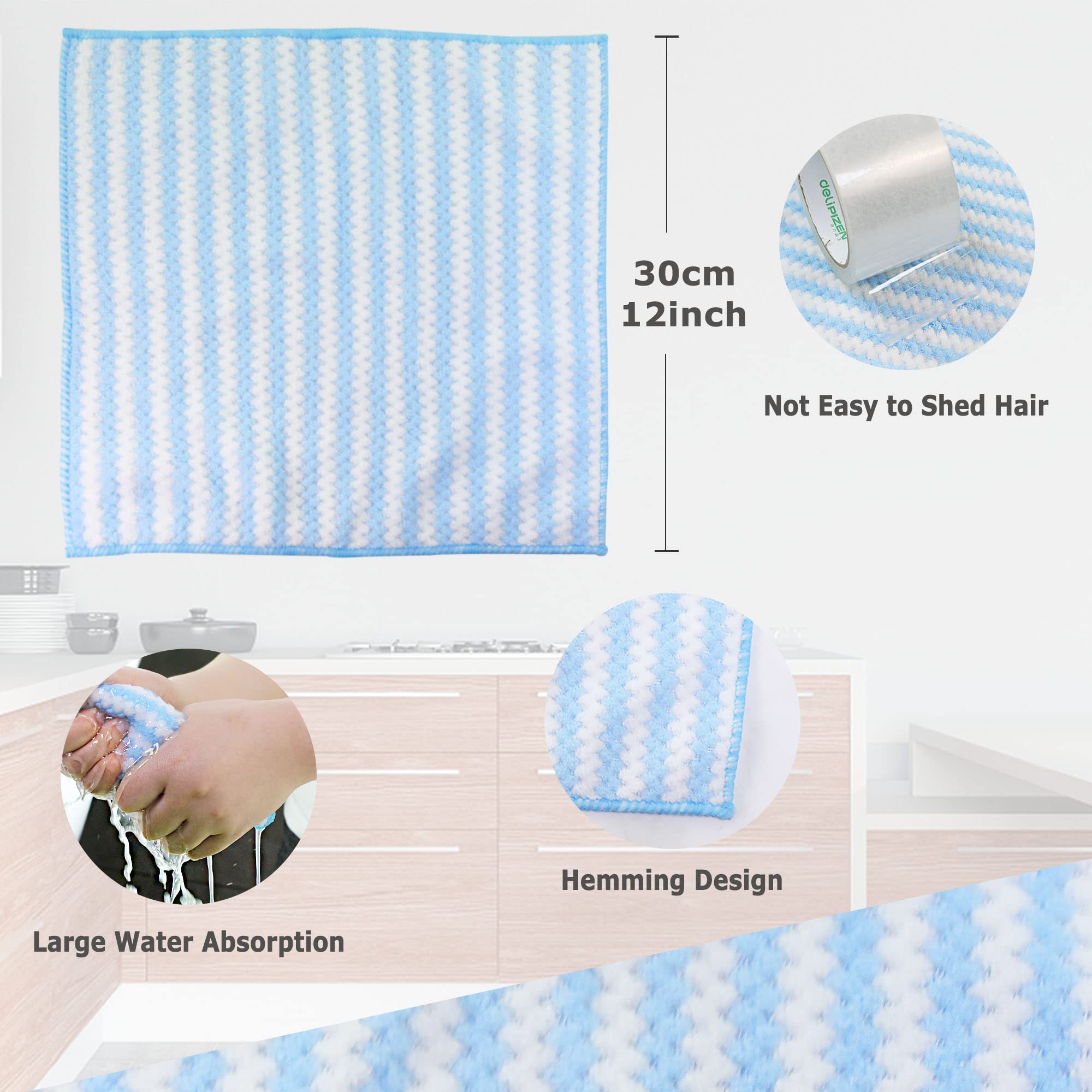 Microfiber Cleaning Cloth Absorbent Kitchen Towels Dish Cloths Washable 10 Pack 12  12In Reusable Cleaning Rags For Car Gardens
