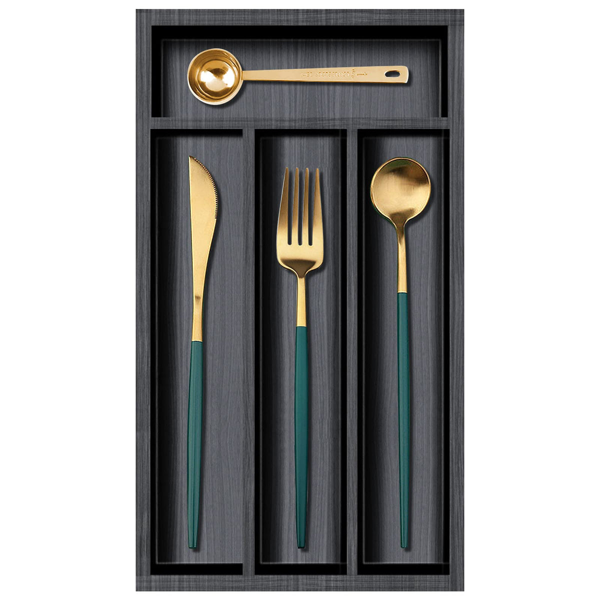 Small Cutlery Tray Narrow Wooden Silverware Organizer 12'' X 6.7'' Spoon Drawer Kitchen Utensil Holder Tray For Drawer Bamboo Cu