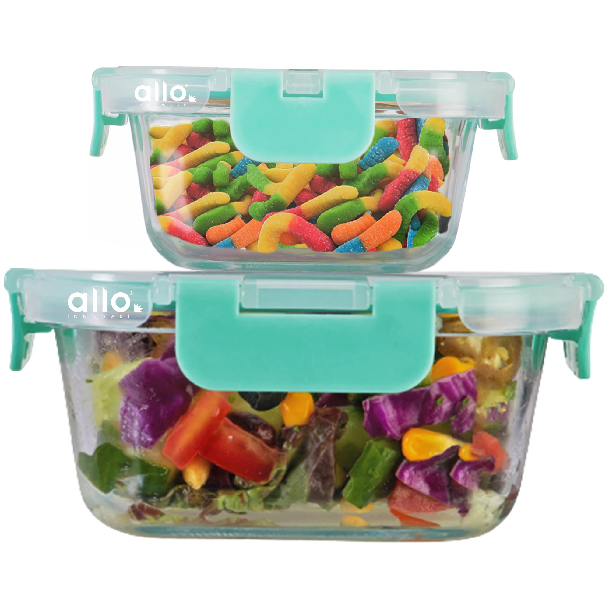 Allo Food Safe Glass Containers With Lids With Break Free Lock, Microwave Safe Containers, Borosilicate Meal Prep Glass Food Sto