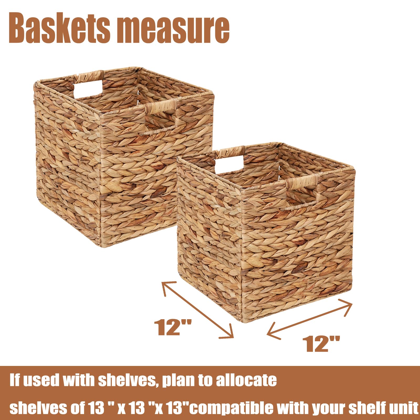Wicker Storage Basket Water Hyacinth Woven Basket Wicker Storage Cubes,Foldable Baskets For Shelves,Handwoven Laundry Totes For