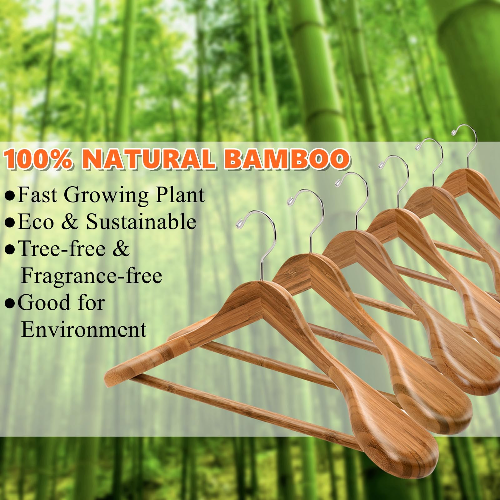 Amber Home 6 Pack Walnut Wide Shoulder Wooden Suit Coat Hangers with Non Slip Pants Bar  Solid Wood Jacket Clothes Hangers Smooth Finish for Sweater  Pants  Heavy Clothes (Walnut  6 Pack)