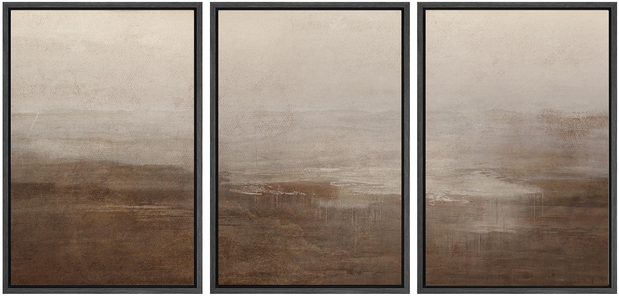 Signwin Framed Canvas Print Wall Art Abstract Hazy Landscape Modern Minimalist Beige And Brown Nature Wilderness Modern Art Cool