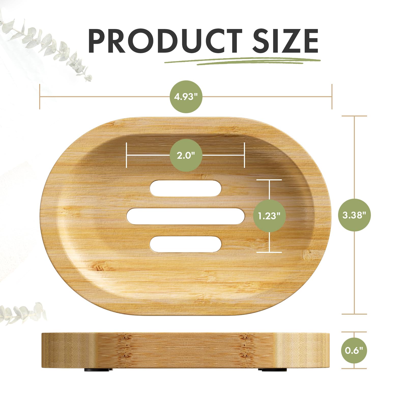 Amazerbath Bamboo Soap Holder, Bamboo Soap Dish, 2 Pack Soap Dishes For Bar Soap, Soap Tray Self Draining, Oval Soap Saver For S