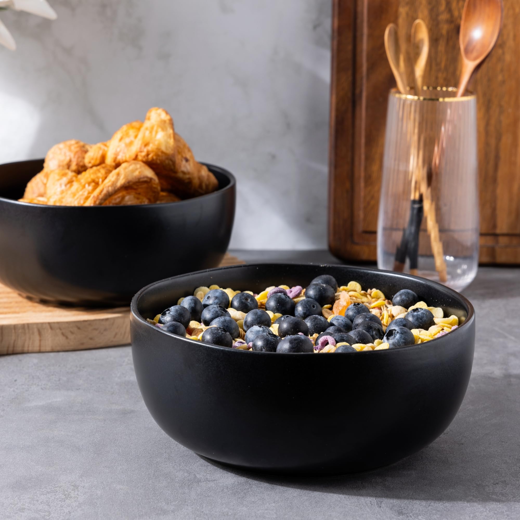 Amorarc Stoneware Cereal Bowls For Kitchen, 28Oz Large Ceramic Soup Bowls Set Of 4 For Meal, Oven, Microwave&Dishwasher Safe Kit