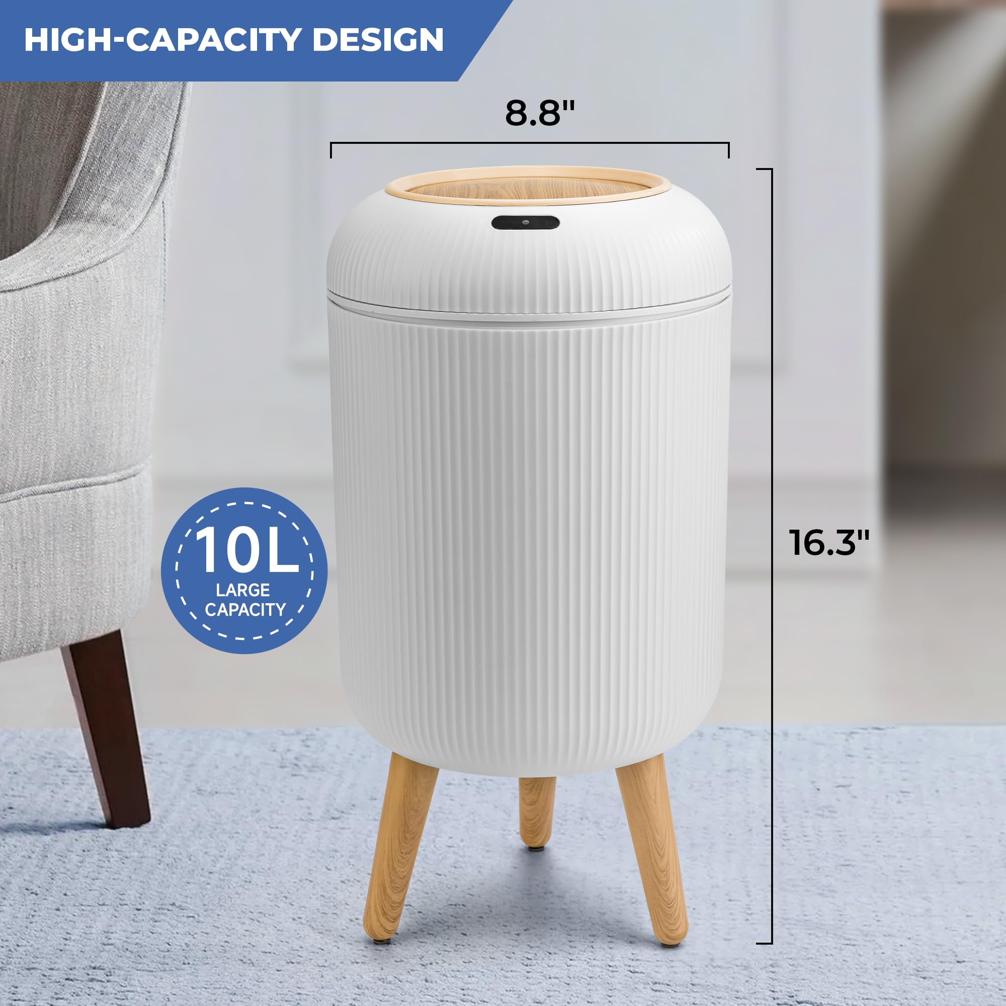 Pukomc Smart Sensor Wastebasket, Convenient And Hygienic Easy To Use, Technology Sensor Waterproof Wastebasket Plastic Wastebask