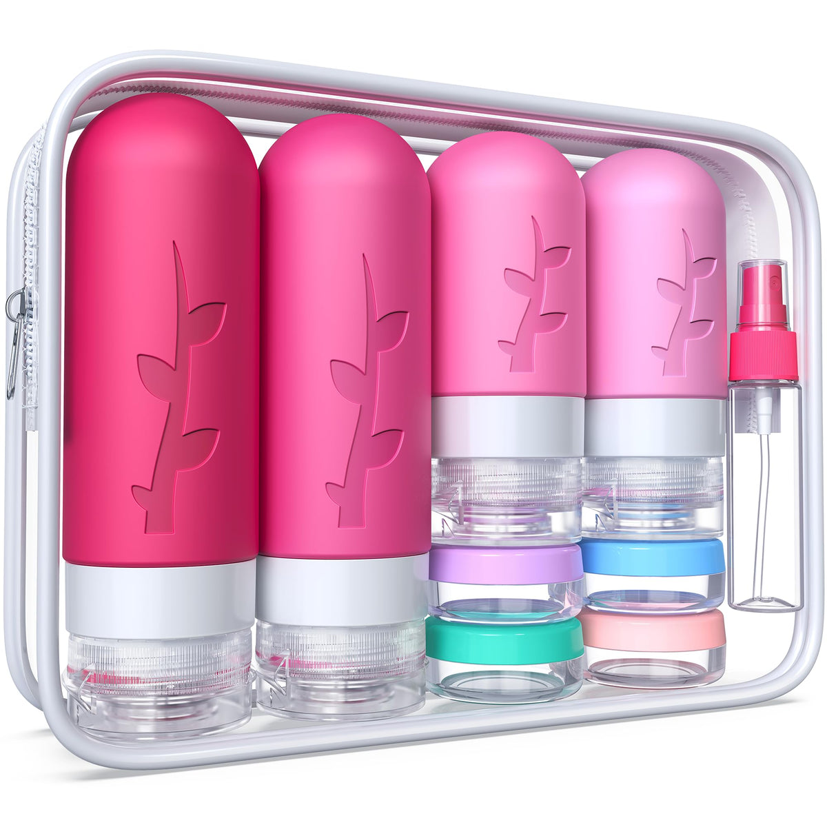18Pack Travel Bottles For Toiletries,Tsa Approved Silicone Travel Containers Jar For Toiletries,Leak Proof Refillable Liqus Sham