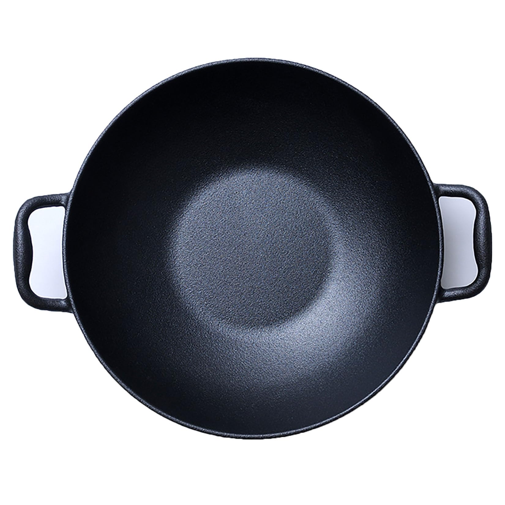 Keleday 14 Inch Cast Iron Wok With Lid, Non Stick, Pre-Seasoned Woks & Stir-Fry Pans With 2 Loop Handles, Uncoated Chinese Handm