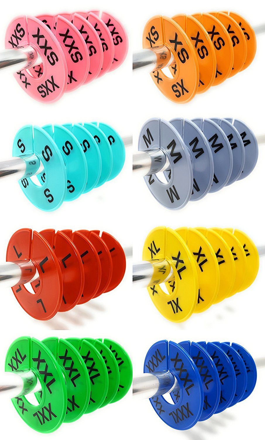 Clothes Size Dividers | 40 Pieces 8 Colors Xxs-Xxxl | Ultimate Clothing Rack Dividers | Round Clothes Rack Clothes Hangers, Comm