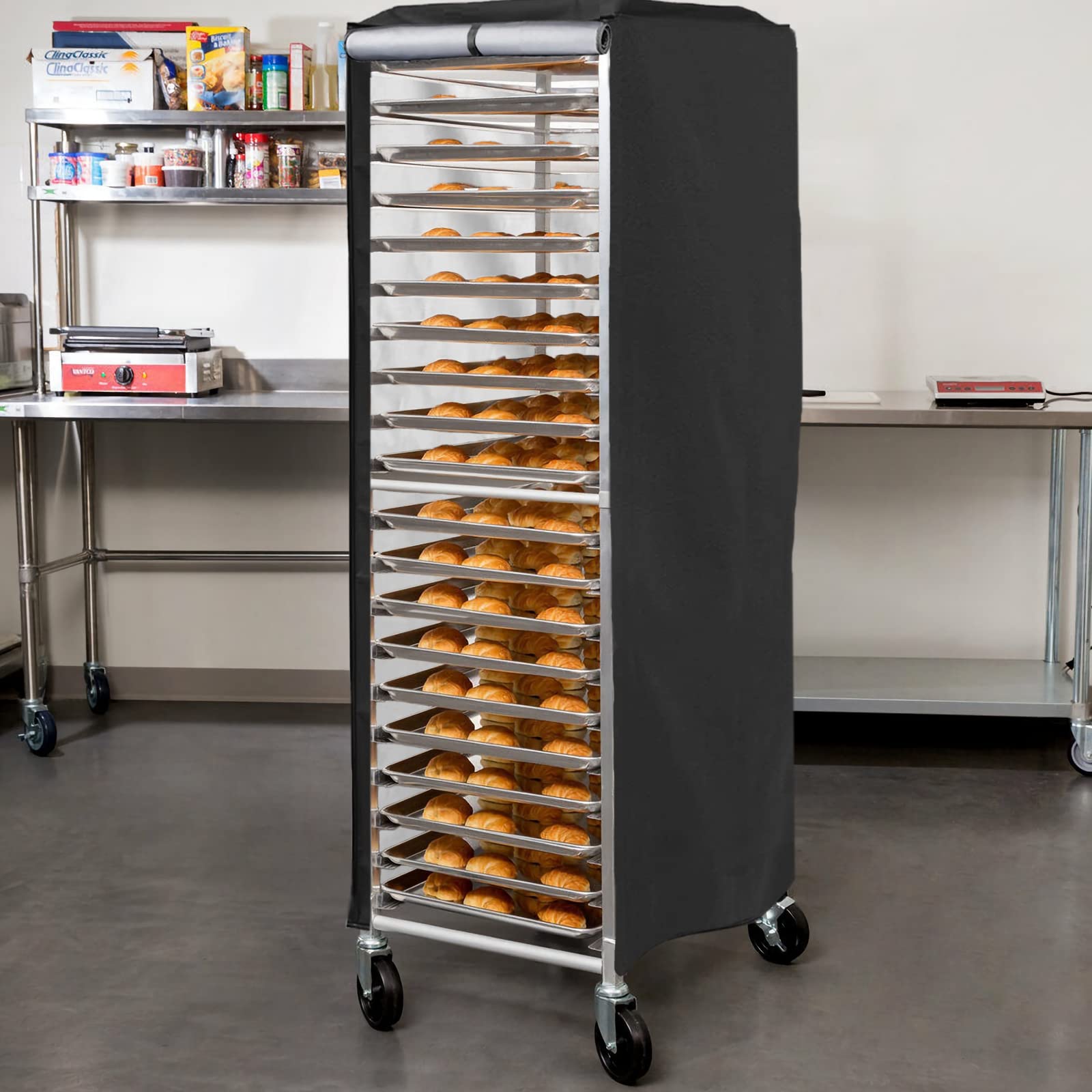 Sealcover Pan Rack Cover, High Density Waterproof And Dustproof Bread Rack Cover, 23''X28''X64'', Bakery Single Rack Covers.