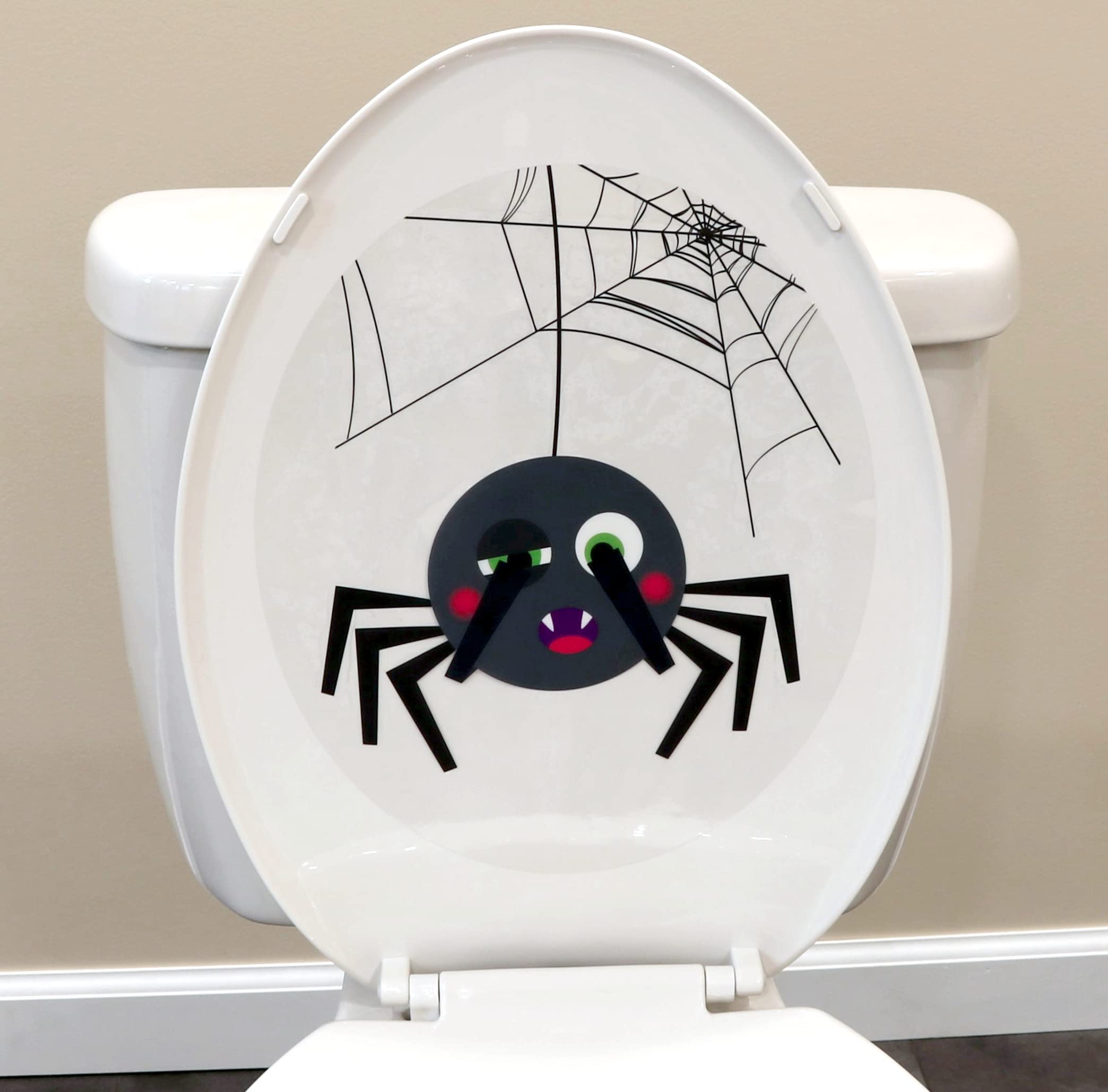 Iconikal 2-Piece Toilet Seat Cling Halloween Decoration Set, Funny Spider