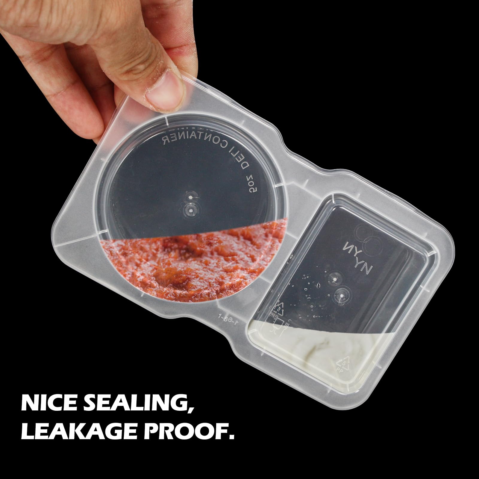Uvhjw 20 Sets Reusable Snack Container, Condiment Containers With Lid, 2 Compartments Dipping Container For Refrige, Portion Con