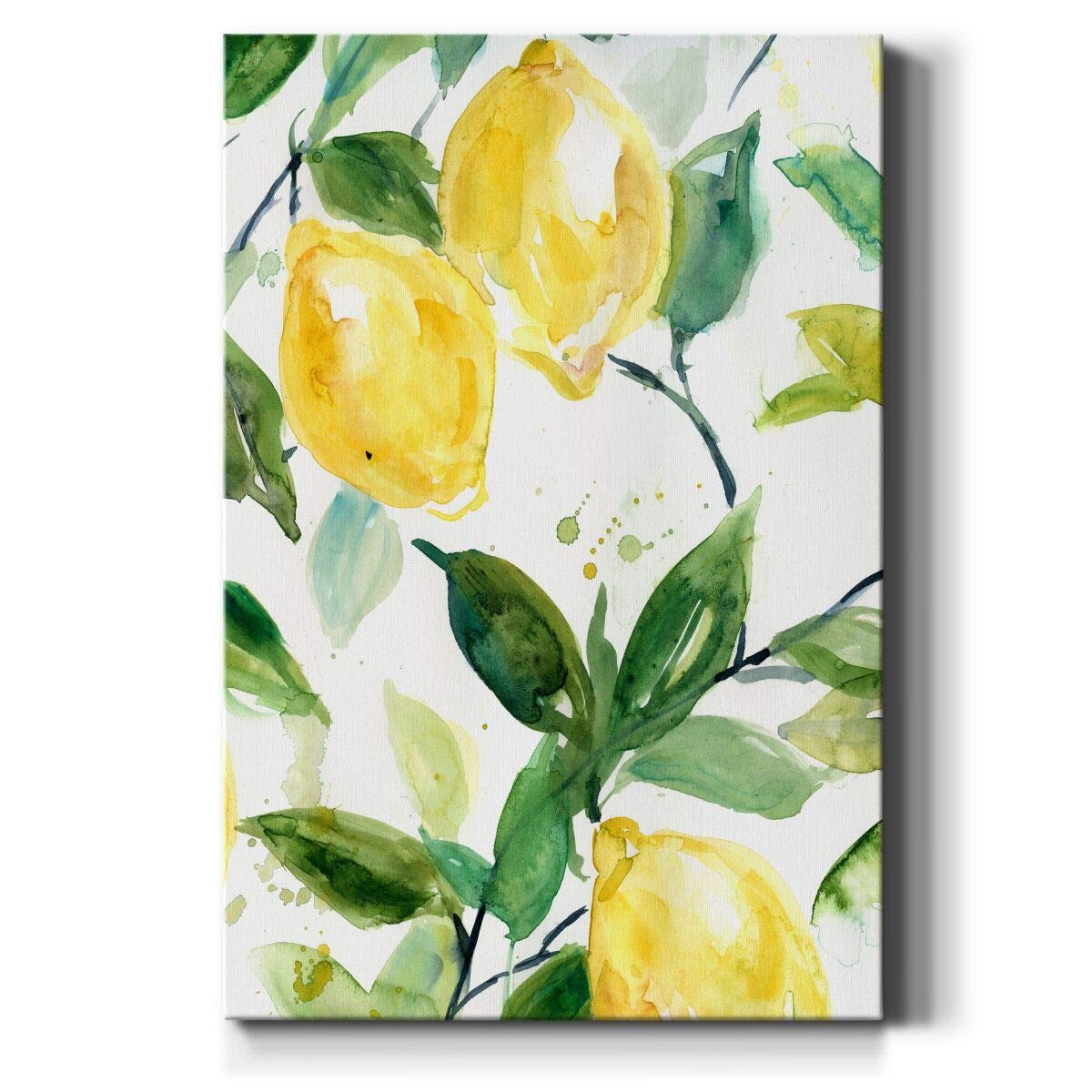 Renditions Gallery Canvas Wall Art Hanging Prints For Home Green Branches Of Yellow Lemon Citrus Fruit Abstract Paintings For Li