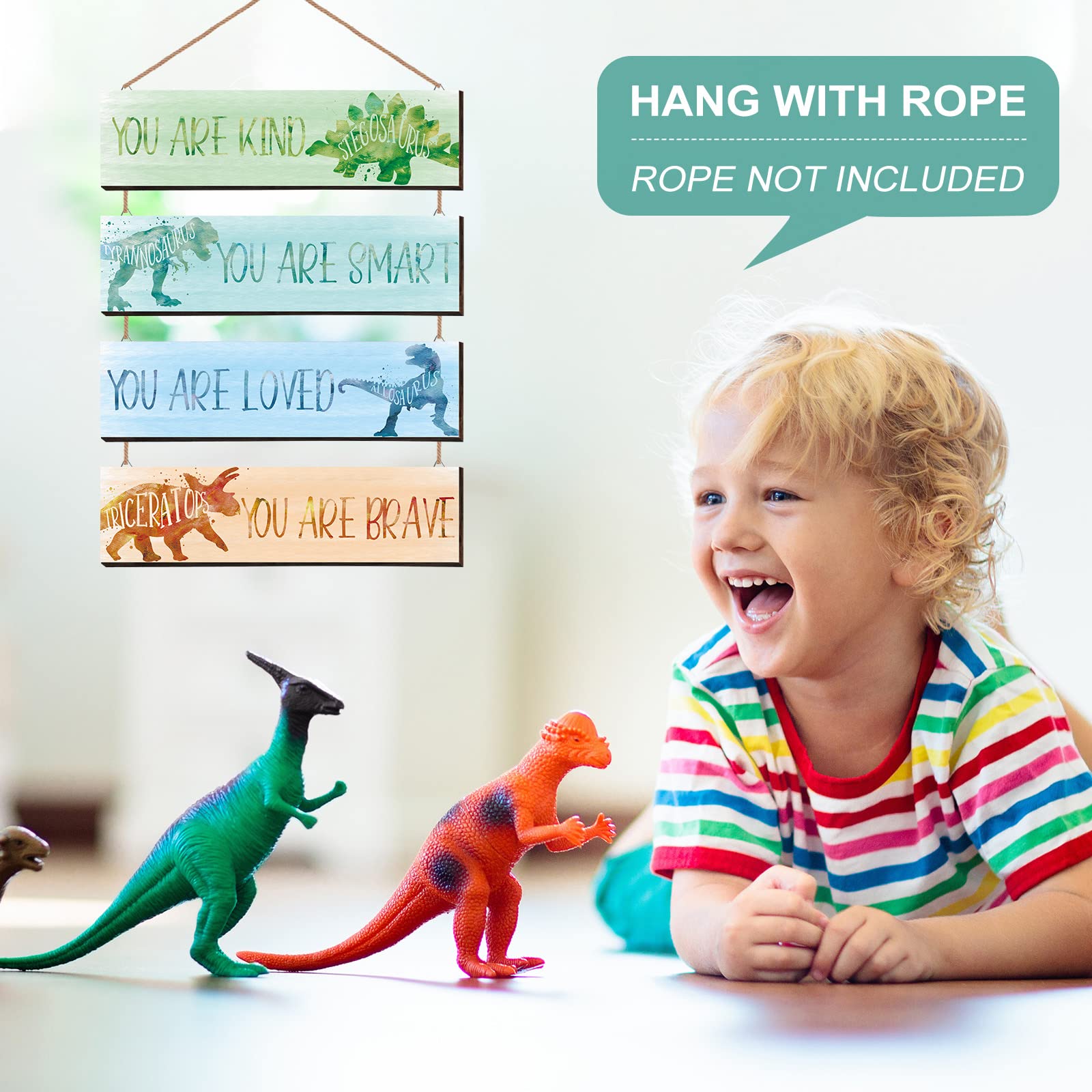 Yalikop 4 Pcs Dinosaur Room Decor For Boys, Inspirational Dinosaur Posters For Kids Room, Dinosaur Wall Decor For Nursery Room C