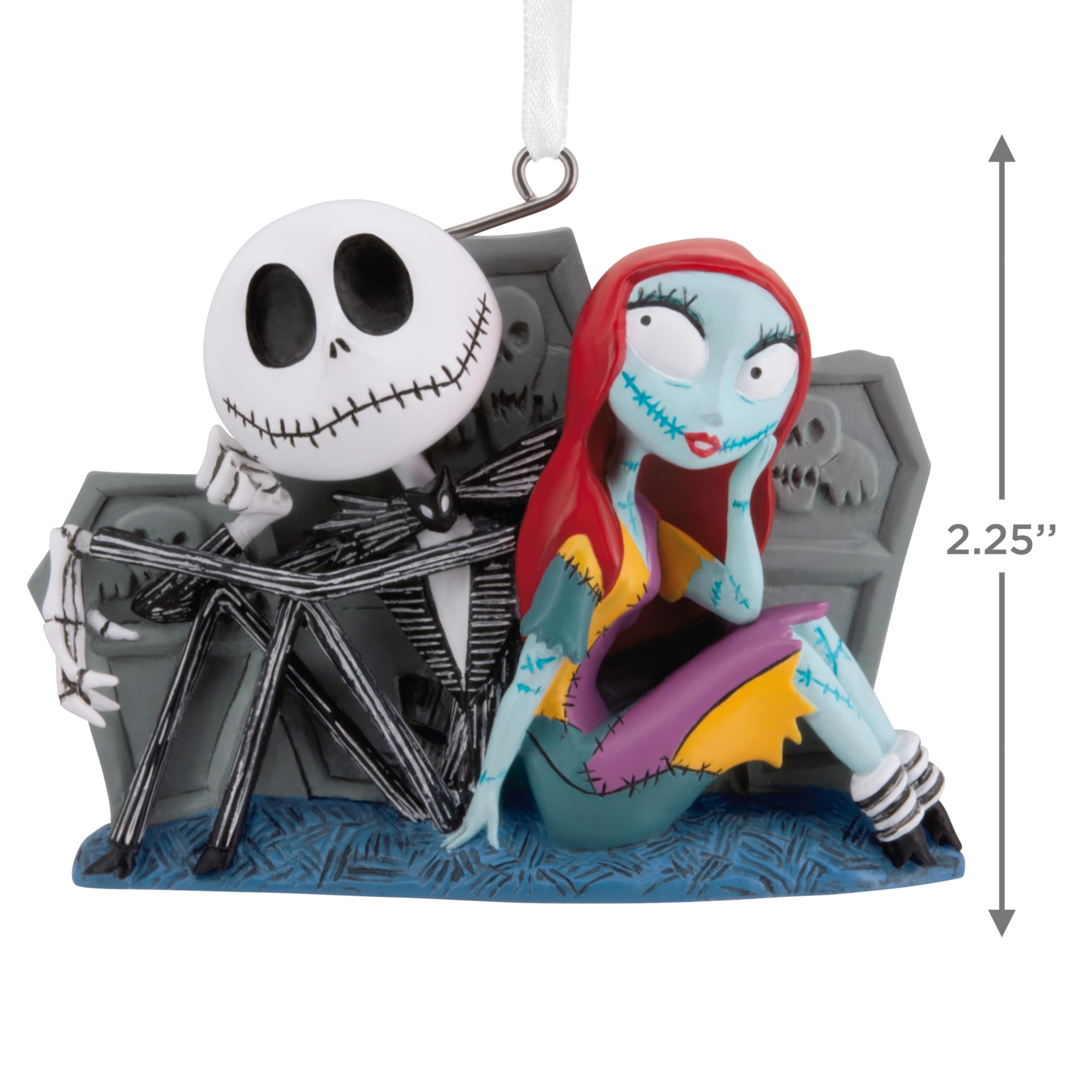 Hallmark Disney Tim Burton's The Nightmare Before Christmas Jack and Sally with Tombstones Christmas Ornament, Gifts for Disney