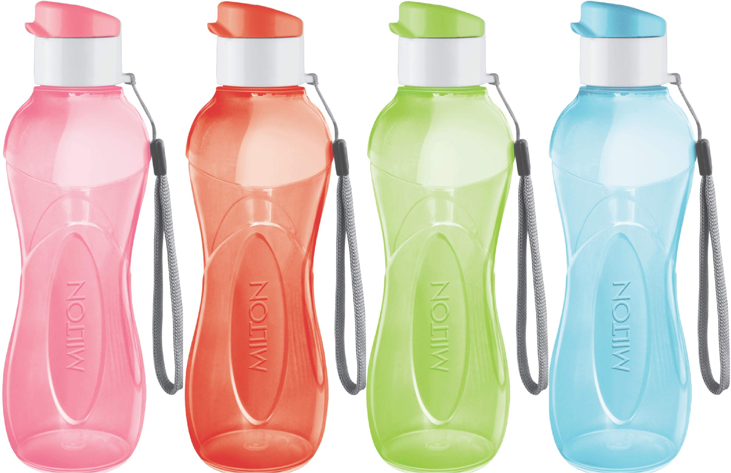 MILTON Water Bottle Kids Reusable Leakproof 17 Oz 4-Pack Plastic Wide Mouth Large Big Drink Bottle BPA & Leak Free with Handle S