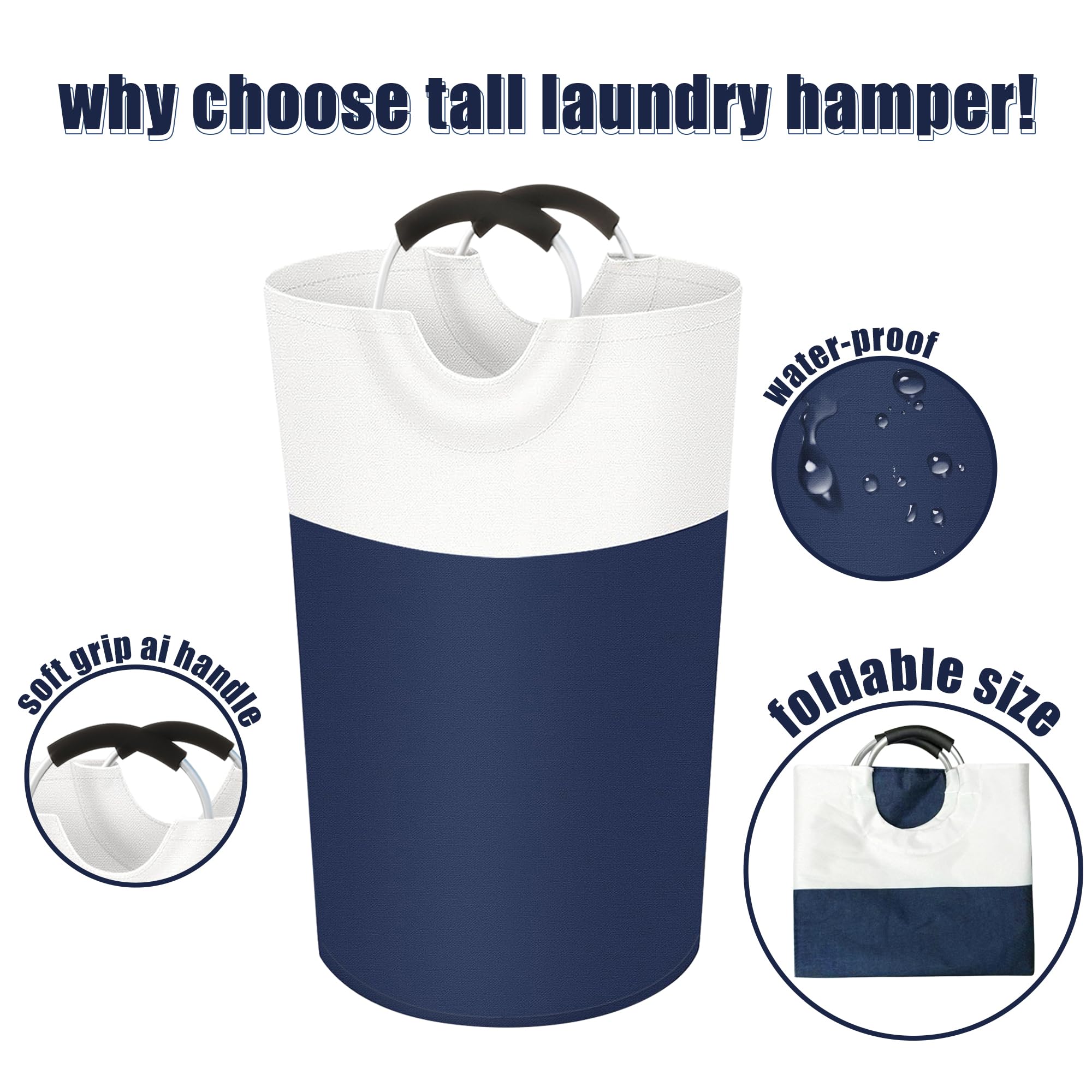 Twira 125L Pro Xx-Large Laundry Baskets, Laundry Hamper Stands Up Well, Laundry Bag With Padded Handles, Waterproof Laundry Bask