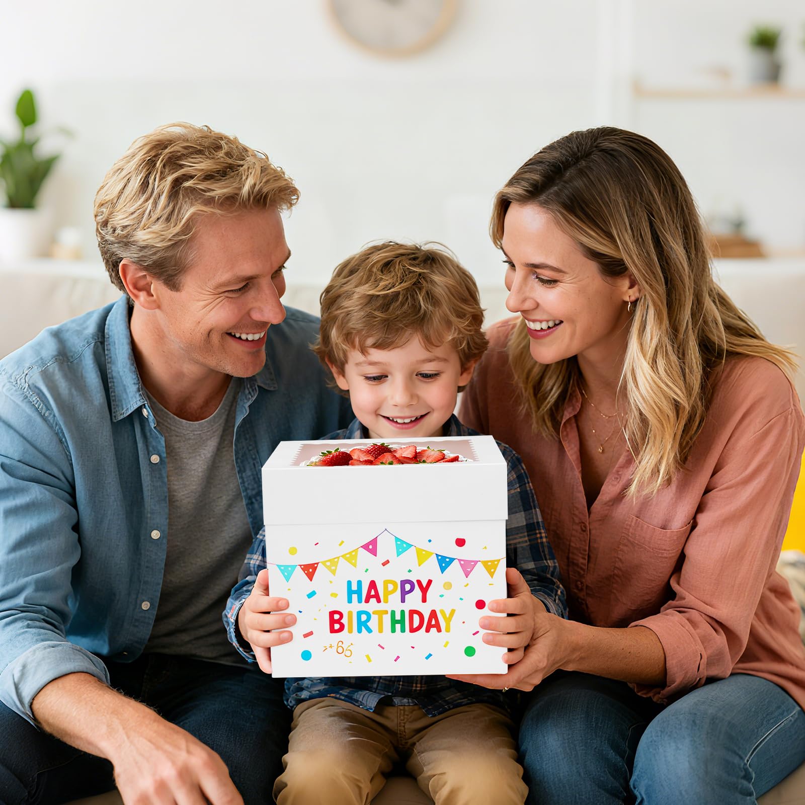 Moretoes 5 Pack Cake Boxes 8 Inch, Bakery Containers with Large Window, 8 Inch White Cake Carrier, Disposable Boxes for Hallowee