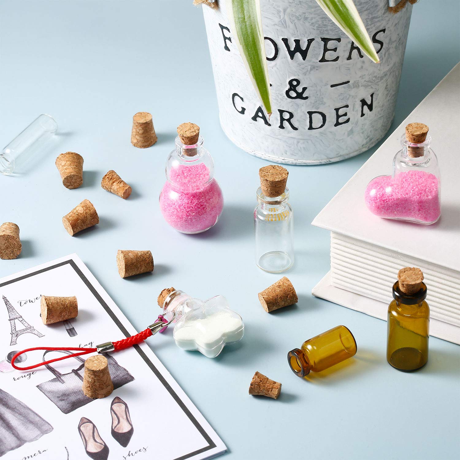 350 Pieces Small Cork Plugs Mini Glass Bottles Cork Tops Mini Cork Stoppers Tapered Cork Bottle Plugs For Diy Craft Projects (0.