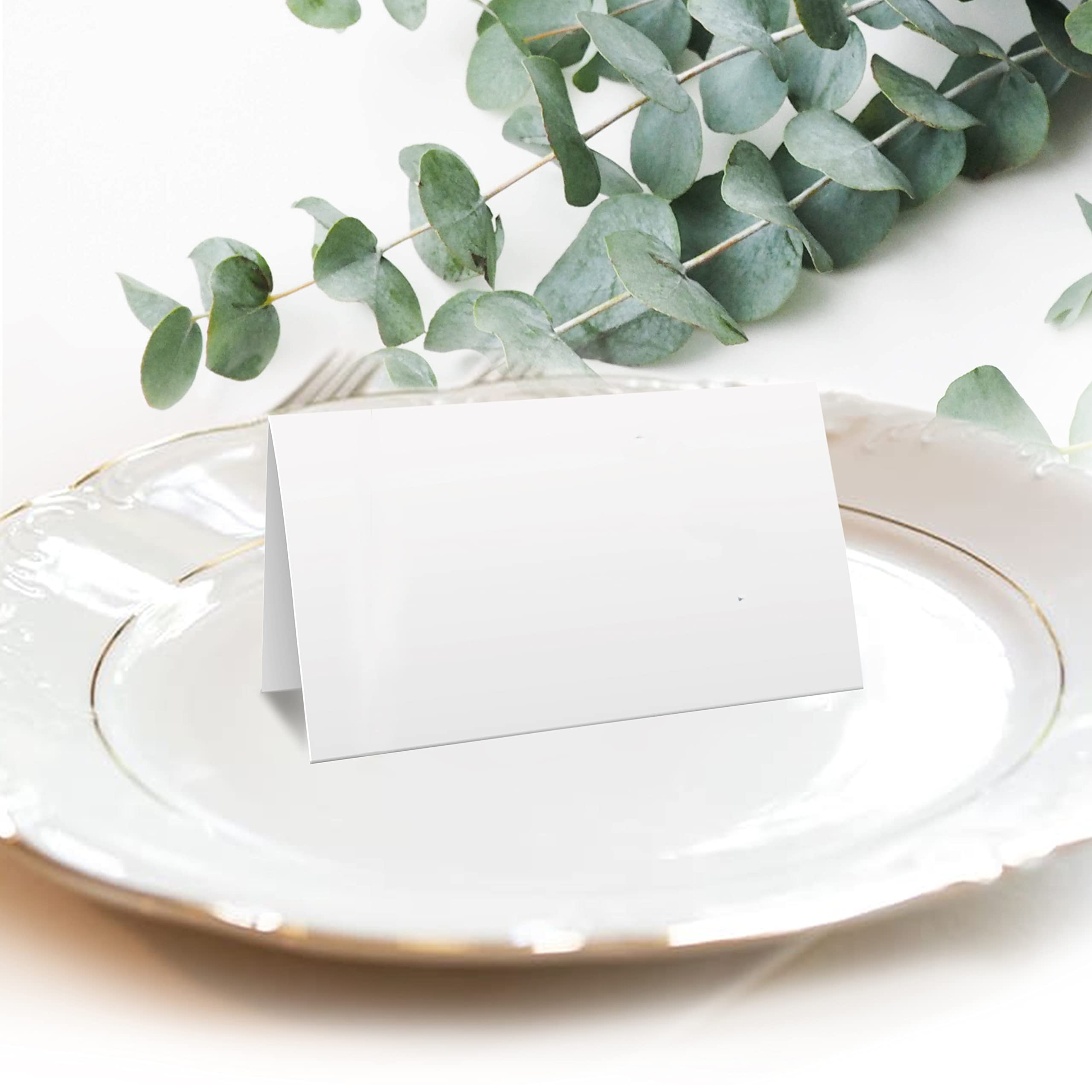 2 X 3,5''Plain White Folding Tent Cards (Set Of 100) - 4X3,5''Folds To 2X3,5''Simple Blank Card Stock For Writing, Stamping, Dra