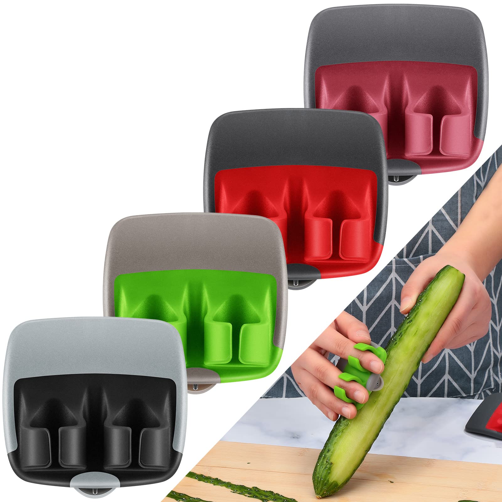 4 Pieces Palm Fruit Peeler Finger Potato Peeler Kitchen Vegetable Peeler Hand Fruit Peeler With Comfortable Rubber Finger Grip F