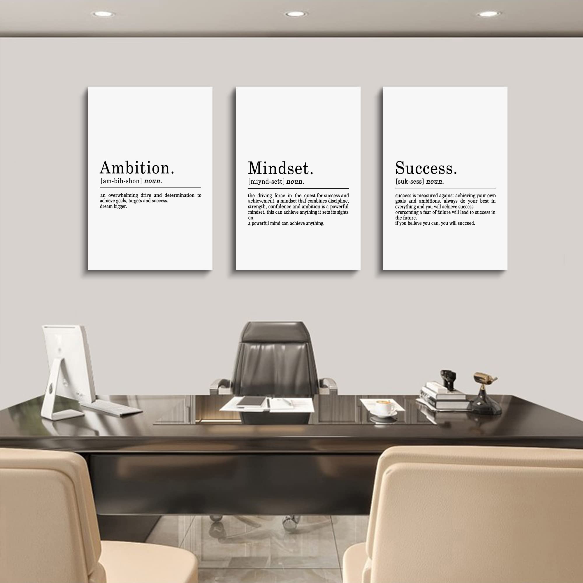 Inspirierendes Leinwandbild - Ephany Art - Mindset Zitate Drucke, Motivierende Wandkunst, Erfolg, Gerahmtes Unternehmer-Poster,