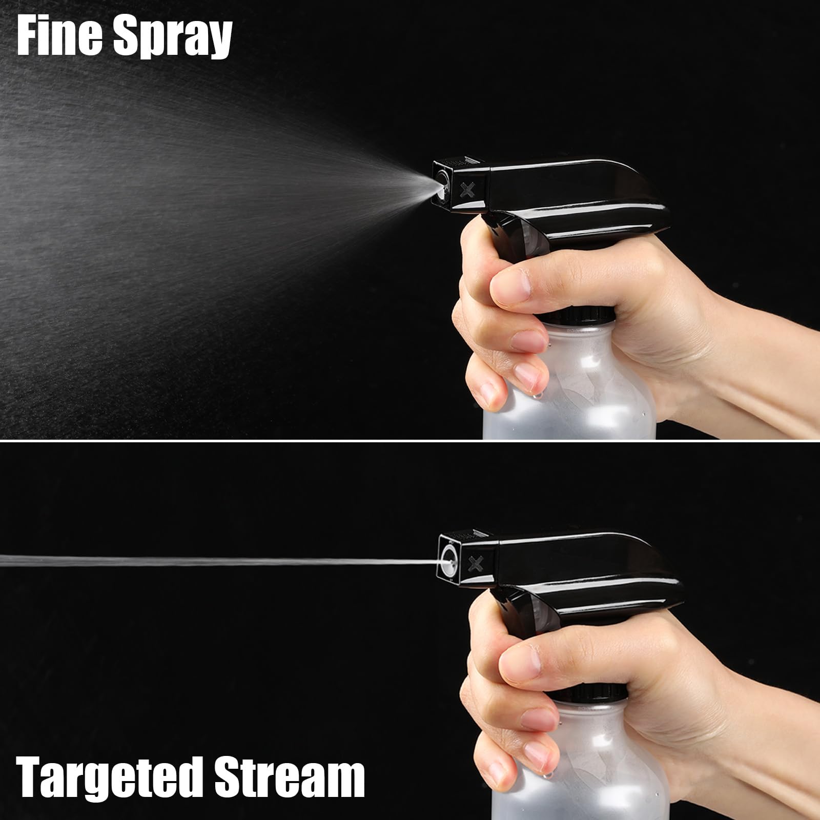 Geartrust Water Spray Bottle For Hair, Frosted Clear Plastic Small Squirt Bottle With Adjustable Mist/Stream, Refillable Empty M