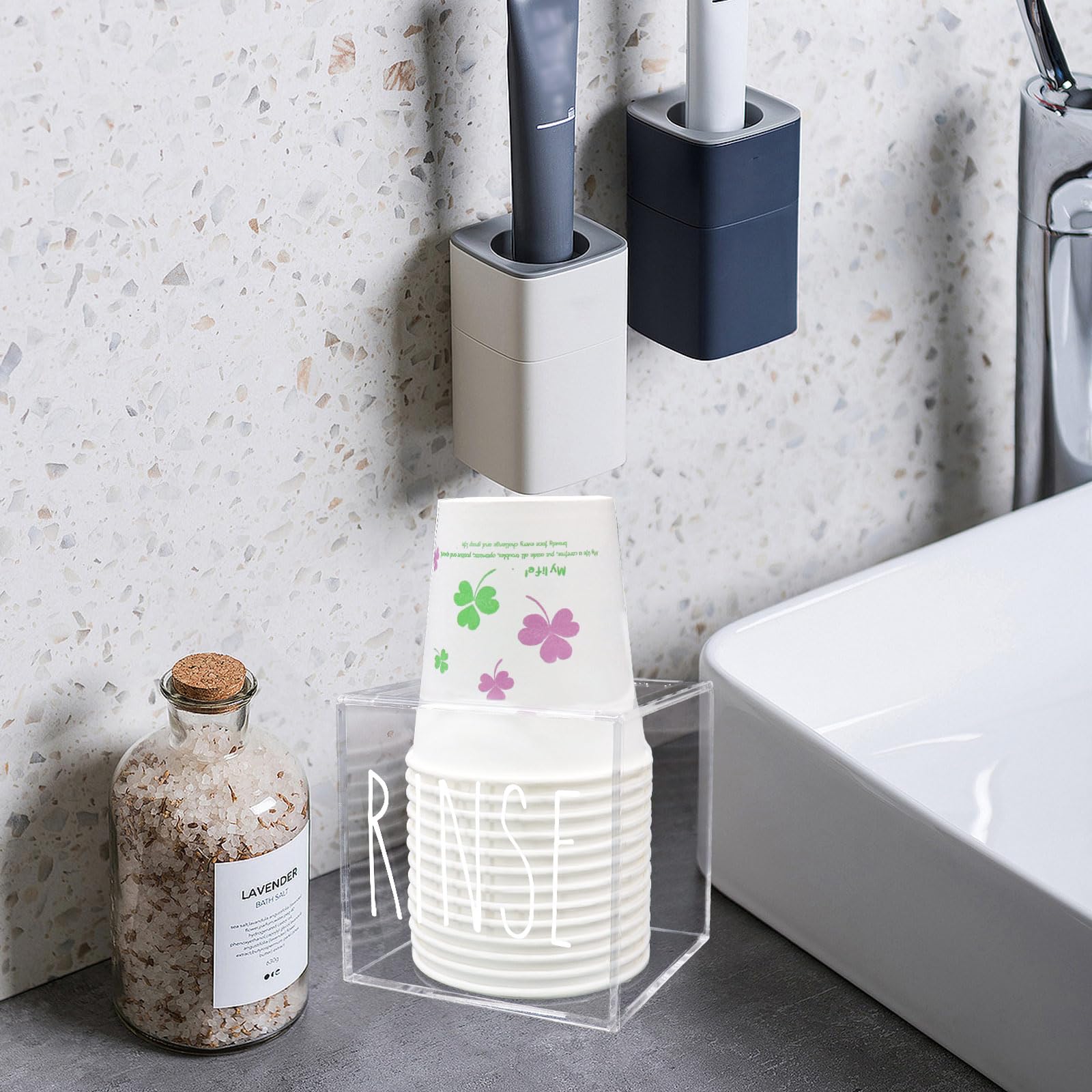 Transparent Acrylic Dixie Cup Dispenser, Disposable Paper Cup Dispenser Storage Holder, 3/5 Oz Dixie Cup Holder, Bathroom Paper