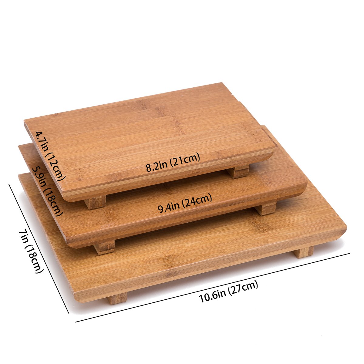Thy Collectibles Sashimi Sushi Bamboo Serving Geta Plate - Japanese Style Tableware Bamboo Sushi Board Cutting Tray (L9.4 X W5.9