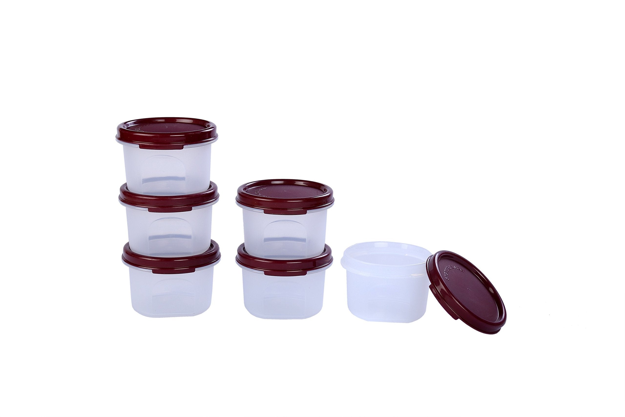 Signoraware Round Modular Container Set, 200Ml, Set Of 6, Maroon