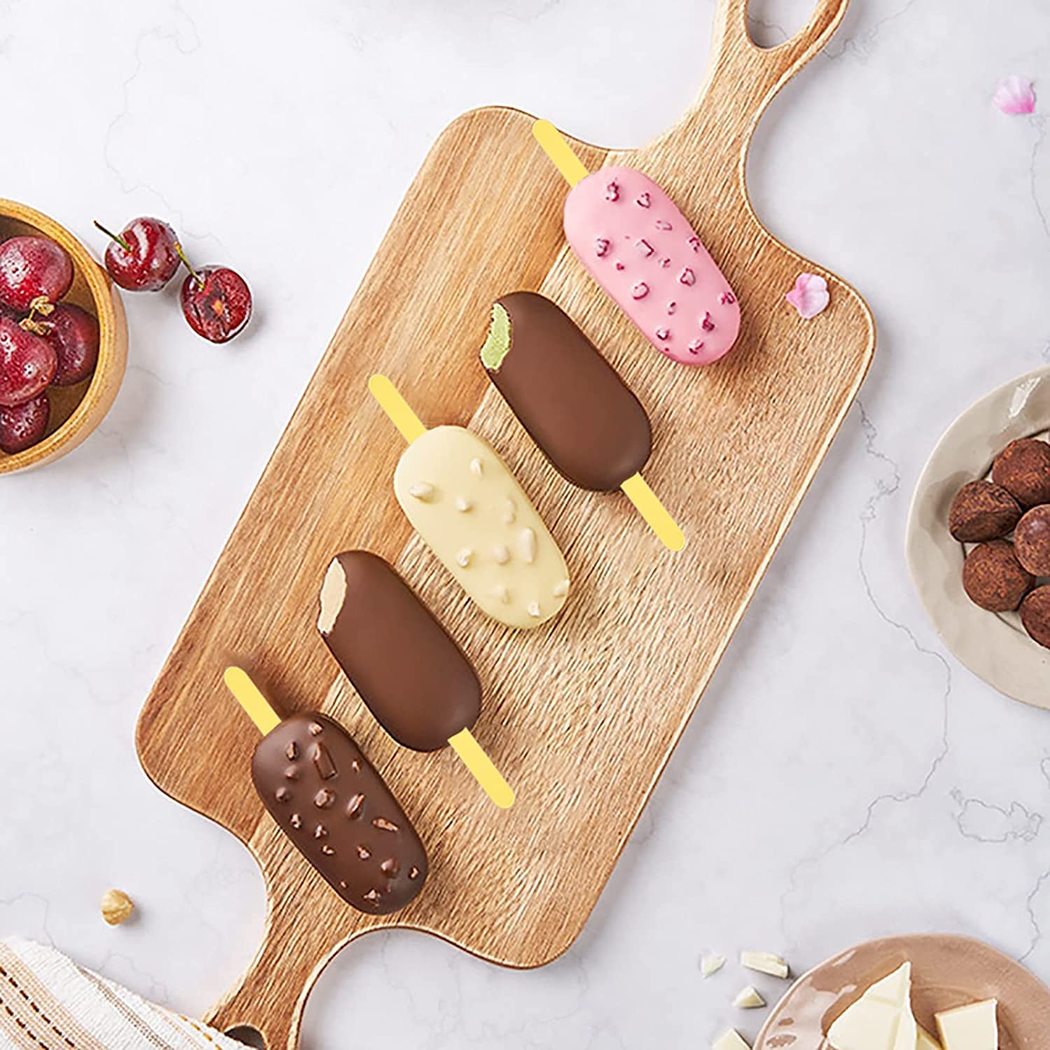 50Pcs Acrylic Cakesicle Popsicle Sticks, Plastic Gold Popsicle Sticks For Cakesicles, Reusable Popsicle Mold Sticks, 4.5    Cake