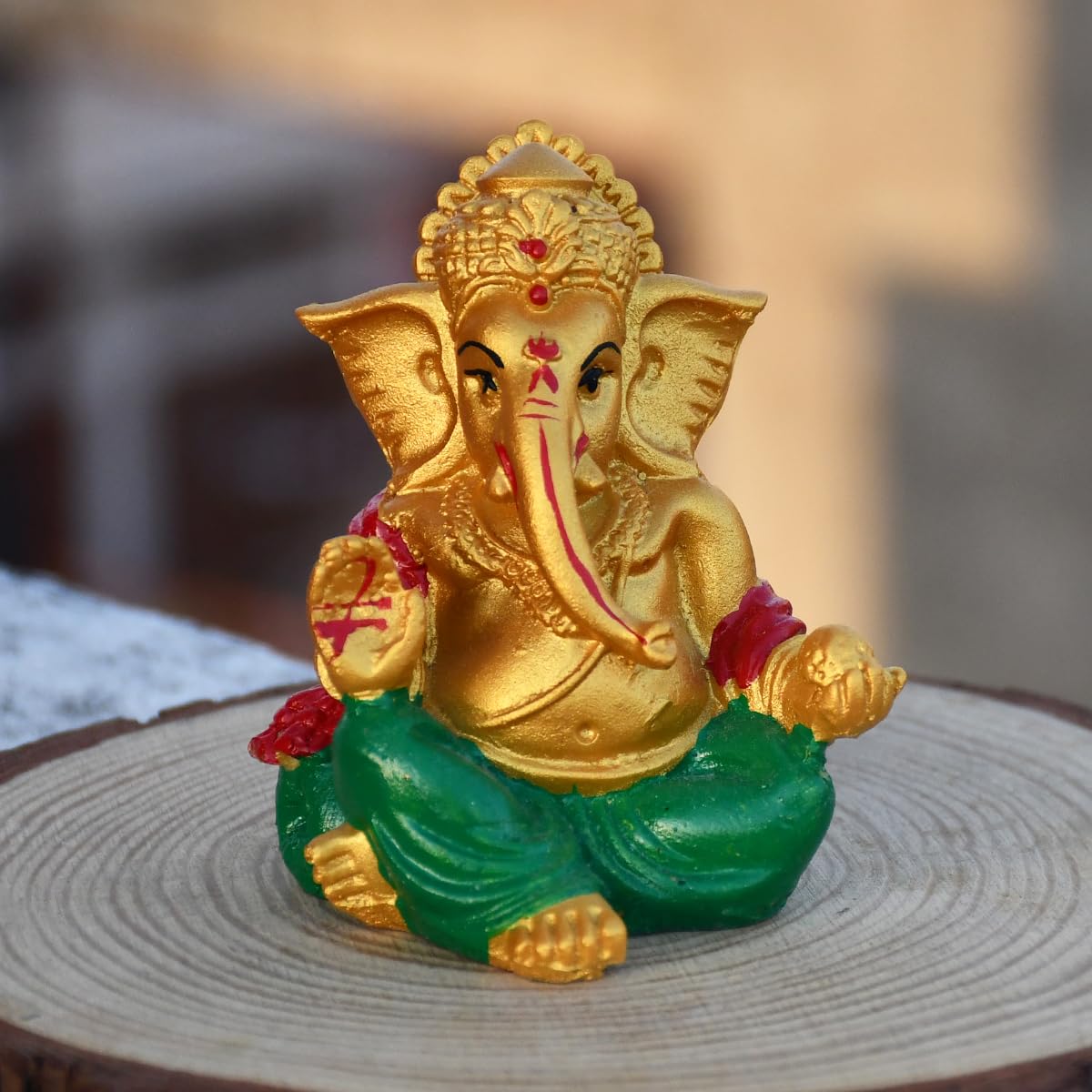 Saugat Traders Gold Ganesh Ji Murti For Car Dashboard Home Temple Ganesha Idol Showpiece Good Luck Gift Ganpati Statue Diwali Gi