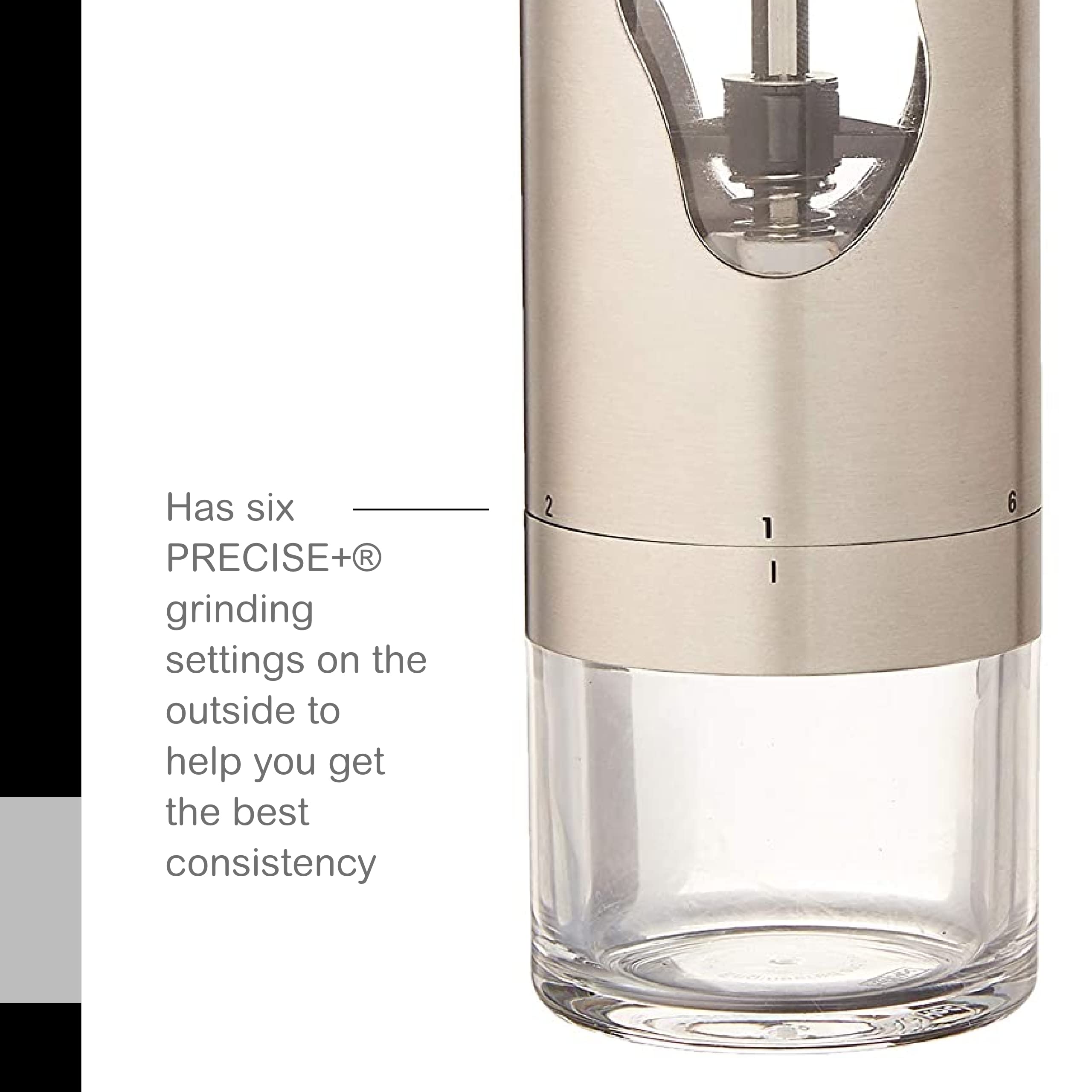Adhoc Mrs. Bean Stainless Steel Coffee Grinder With Adjustable Coarseness Settings - Manual & Portable Coffee Bean Grinder - Sta