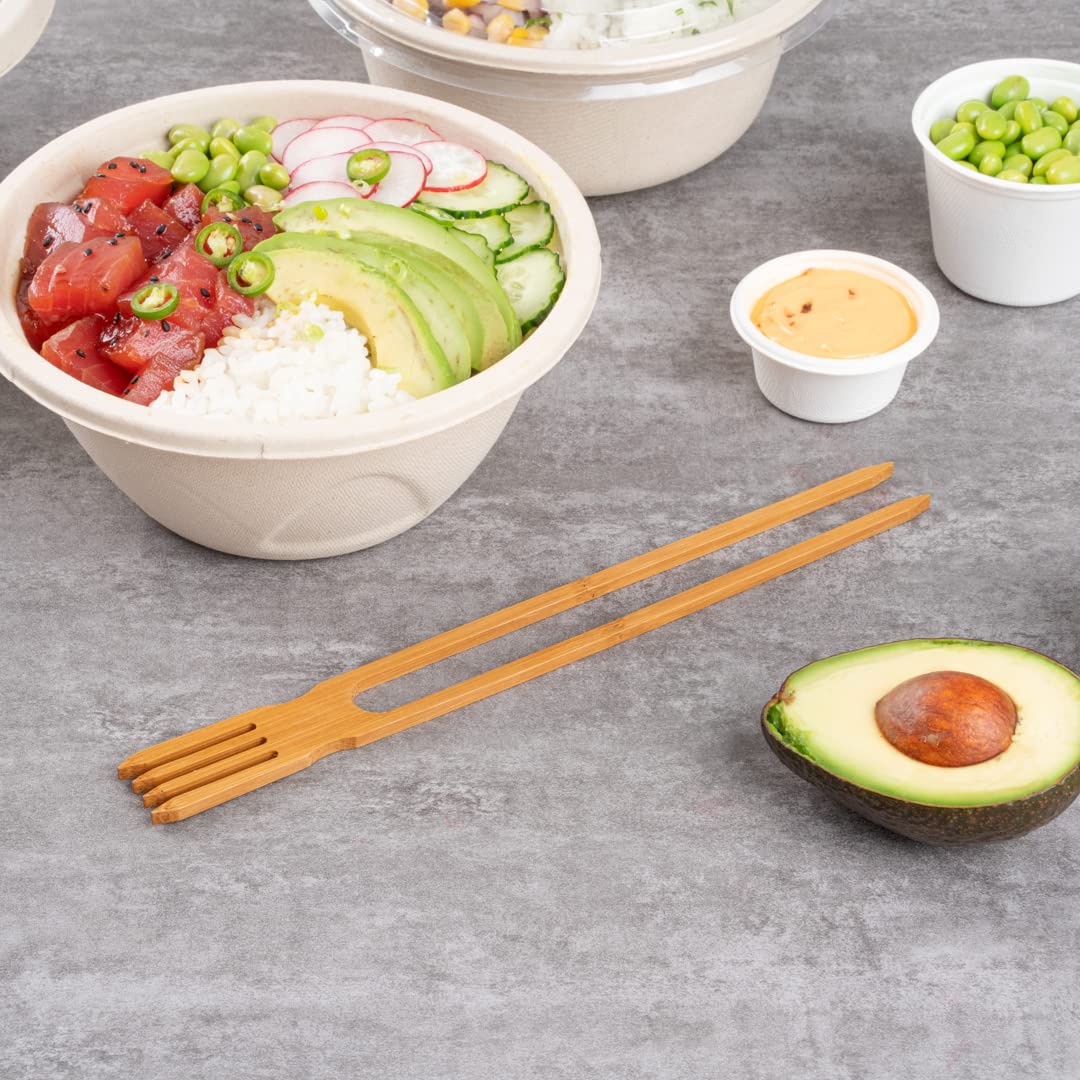 Restaurantware 10 Inch All-In-One Chopsticks With Fork 100 Multi-Functional Chopstick Utensil Combo - Durable Sustainable Bamboo