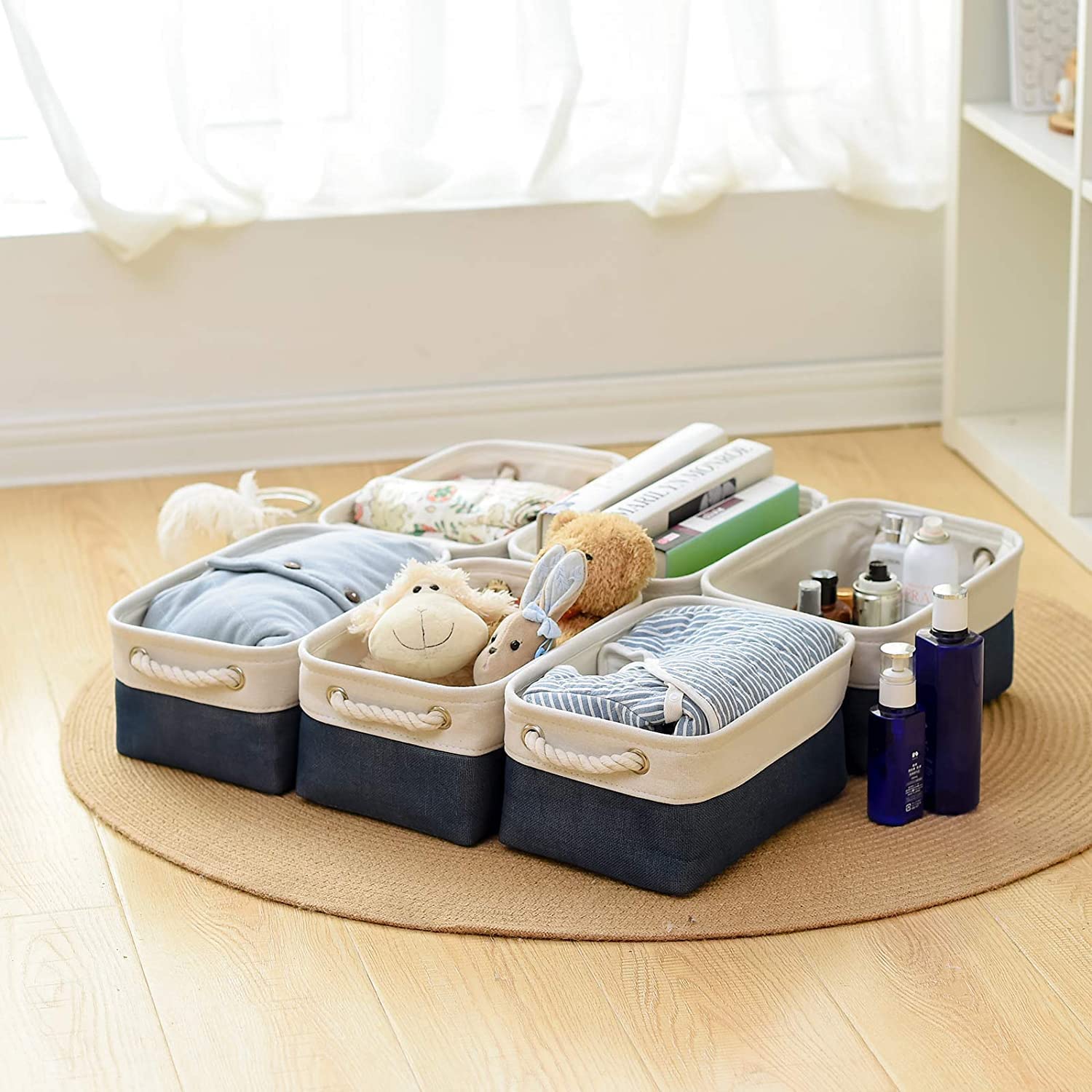 Thewarmhome Storage Bins For Shelves - 12X8X5.2 Inch 1 Pack Baskets For Gifts Empty, Fabric Storage Cubes For Closet Organizing