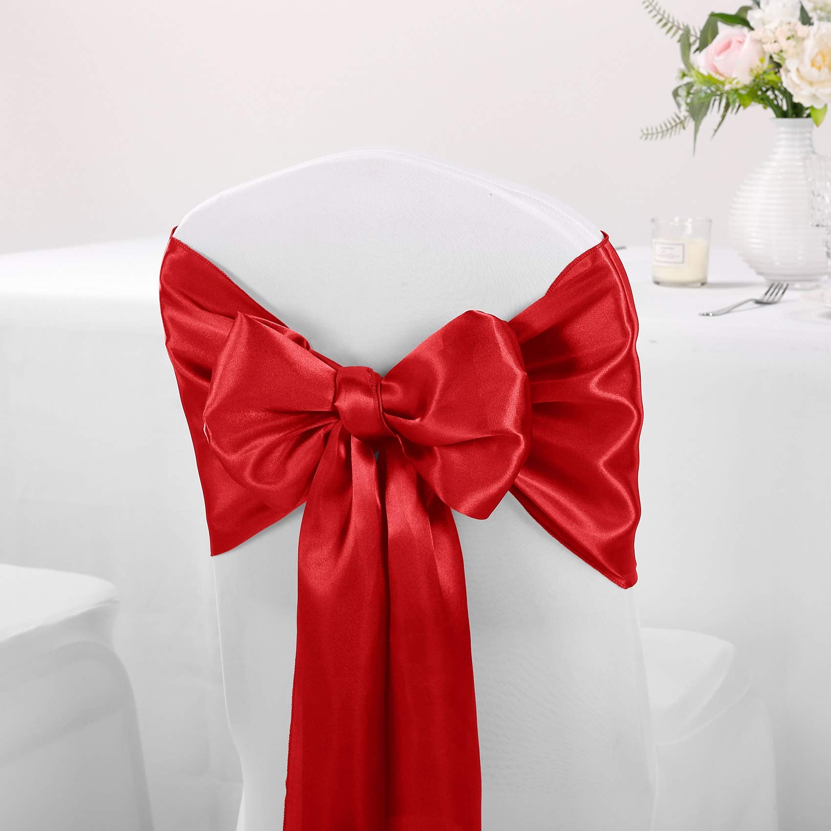 10-Pack Satin Table Runner Red 12 x 108 inches Long  Table Runners for Wedding  Birthday Parties  Banquets Decorations(10 Pack  12x108 Inch  Red)