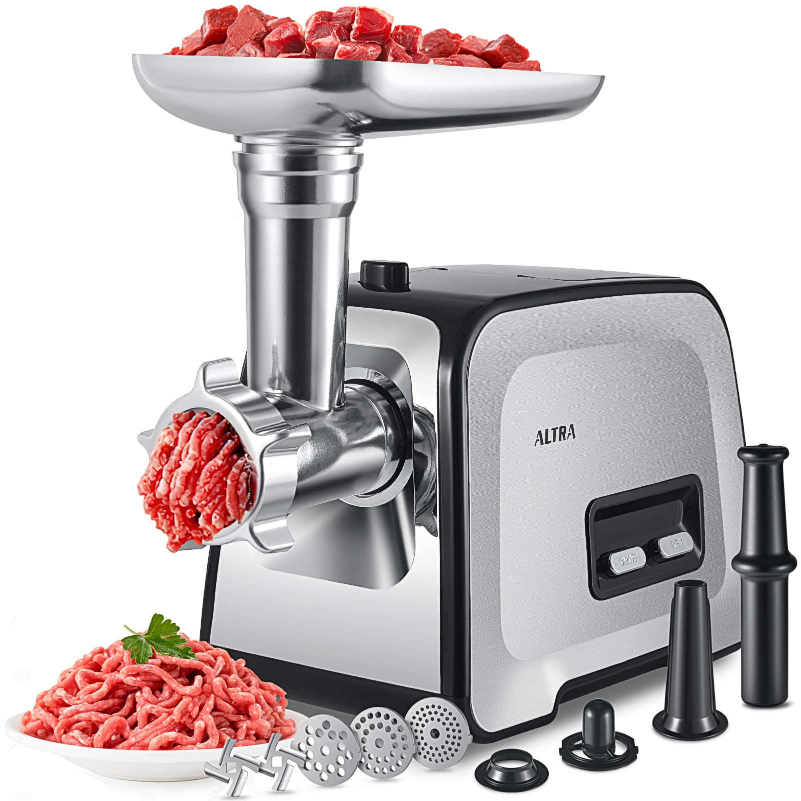Altra Life Meat Grinder, Sausage Stuffer, [2800W Max] Electric Meat Mincer With Stainless Steel Blades & 3 Grinding Plates,Sausa