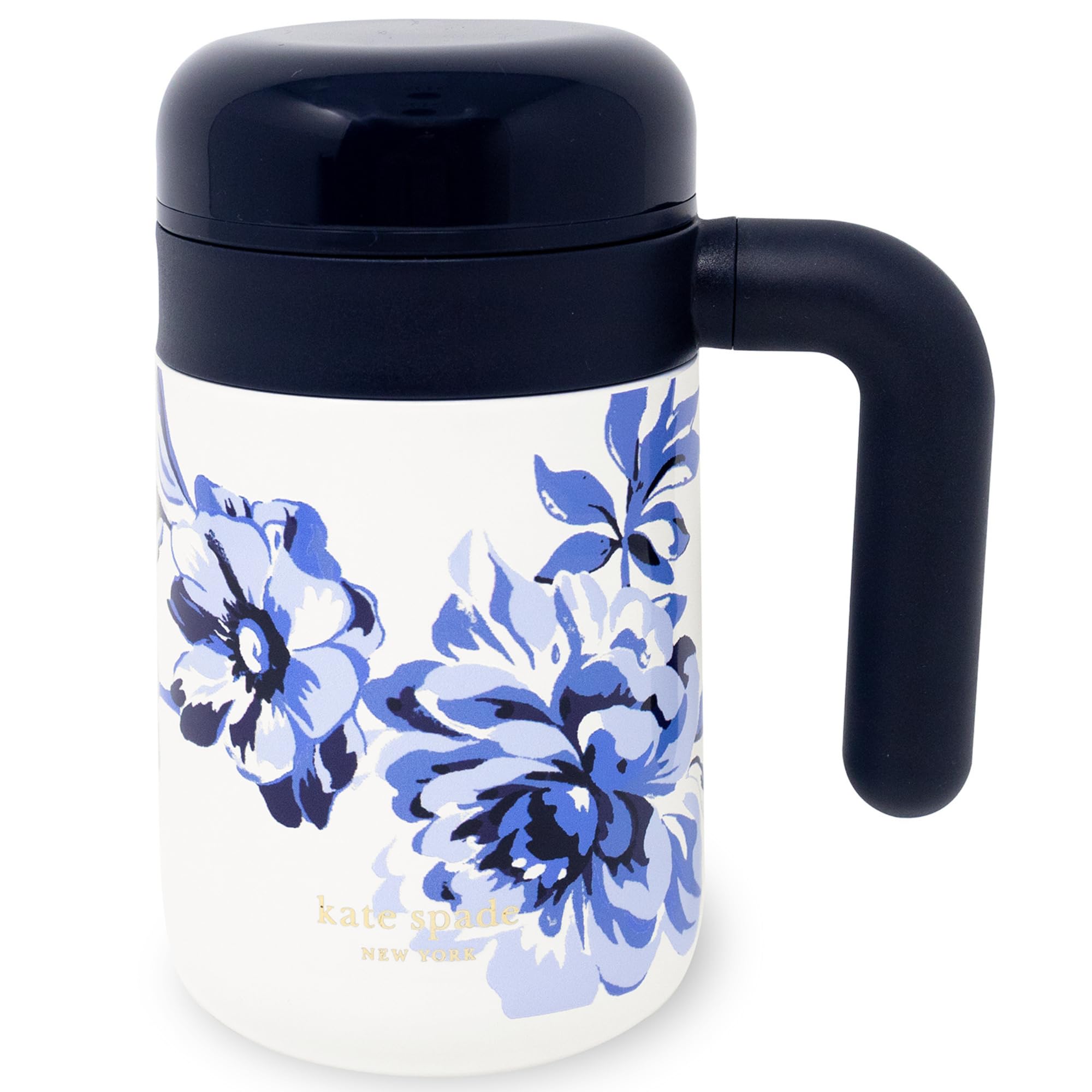 kate spade new york Travel Tea Mug,16 oz Stainless Steel Thermal Mug with Tea Infuser (Floral Toile)
