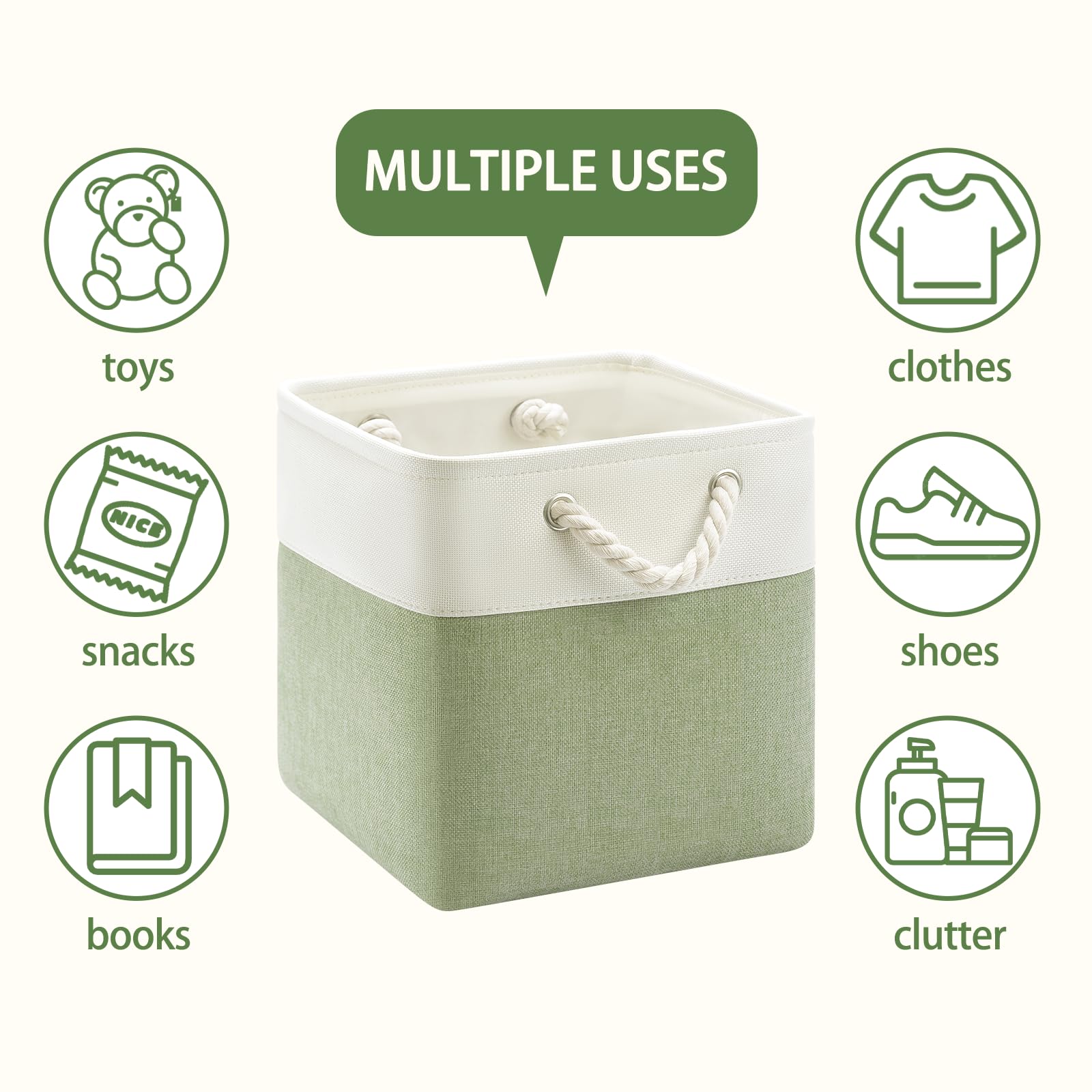 Patvingot 11X11 Cube Storage Bins,6 Pack Foldable Fabric Cube Organizer Bins With Rope Handles ,Storage Cubes For Organizing Bed