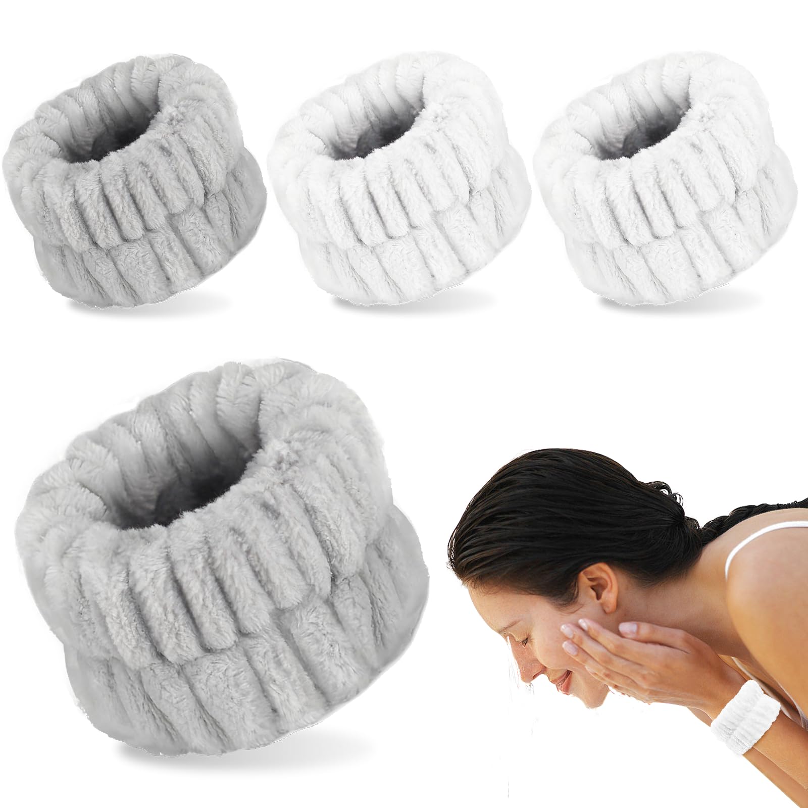 Azrdxsd 4Pcs Wrist Bands For Washing Face, Absorbent Towel Wristbands For Washing Face,Microfiber Wrist Spa Washbands For Women,