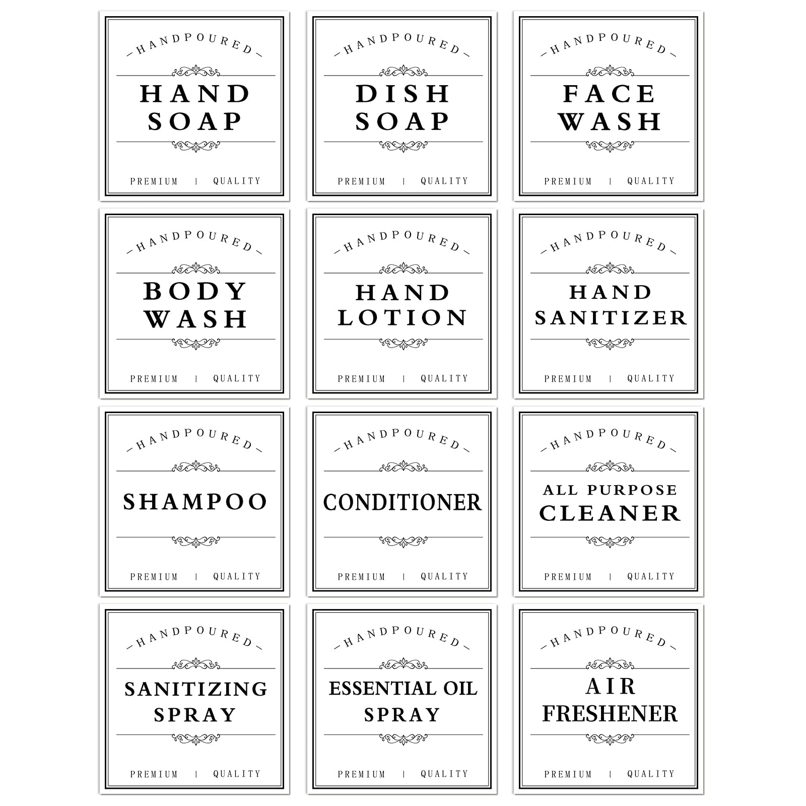 White Waterproof Soap Labels For Plastic/Glass Bottles, Bathroom/Kitchen Hand Soap Dispenser Label Stickers, Removable Cleaning