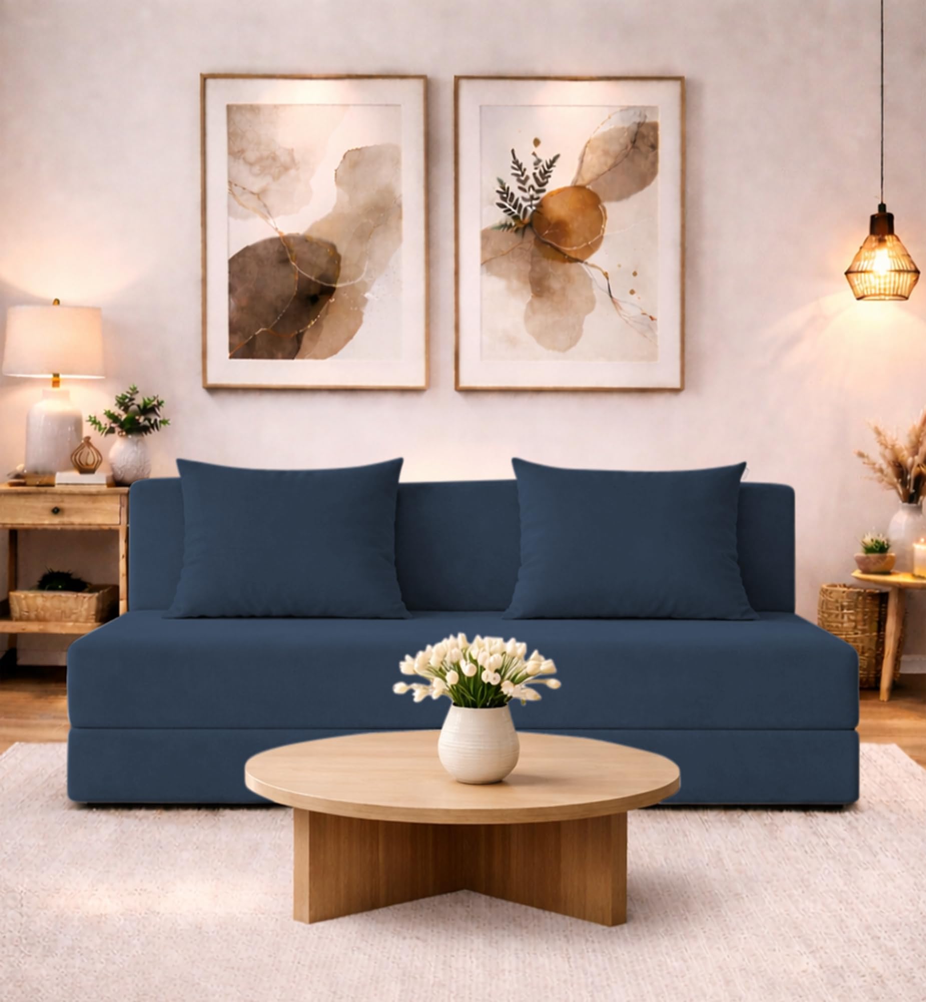 Adorn India Easy 3 Seater Sofa Cum Bed | Velvet Fabric | Dark Grey | Plain Design | 6X5 Ft | Comfortable Seating | Washable Cove