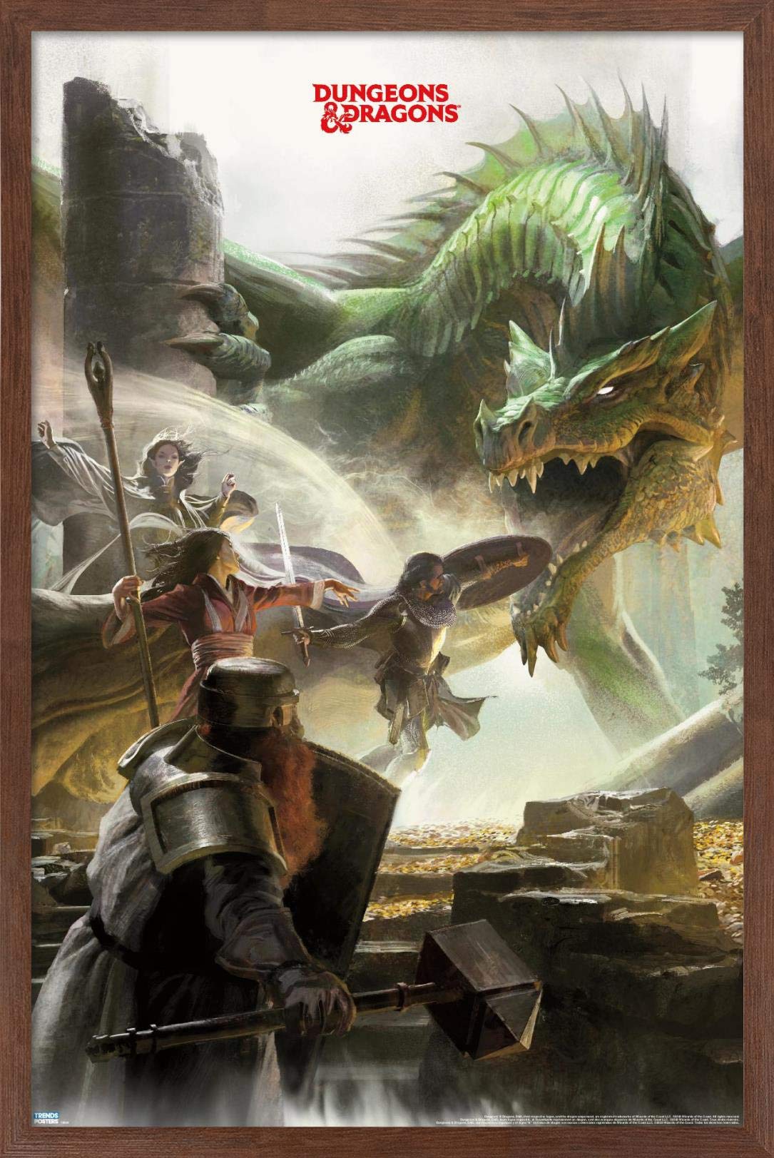 Trends International Dungeons And Dragons - Adventure Wall Poster, 14.725'' X 22.375'', Mahogany Framed Version