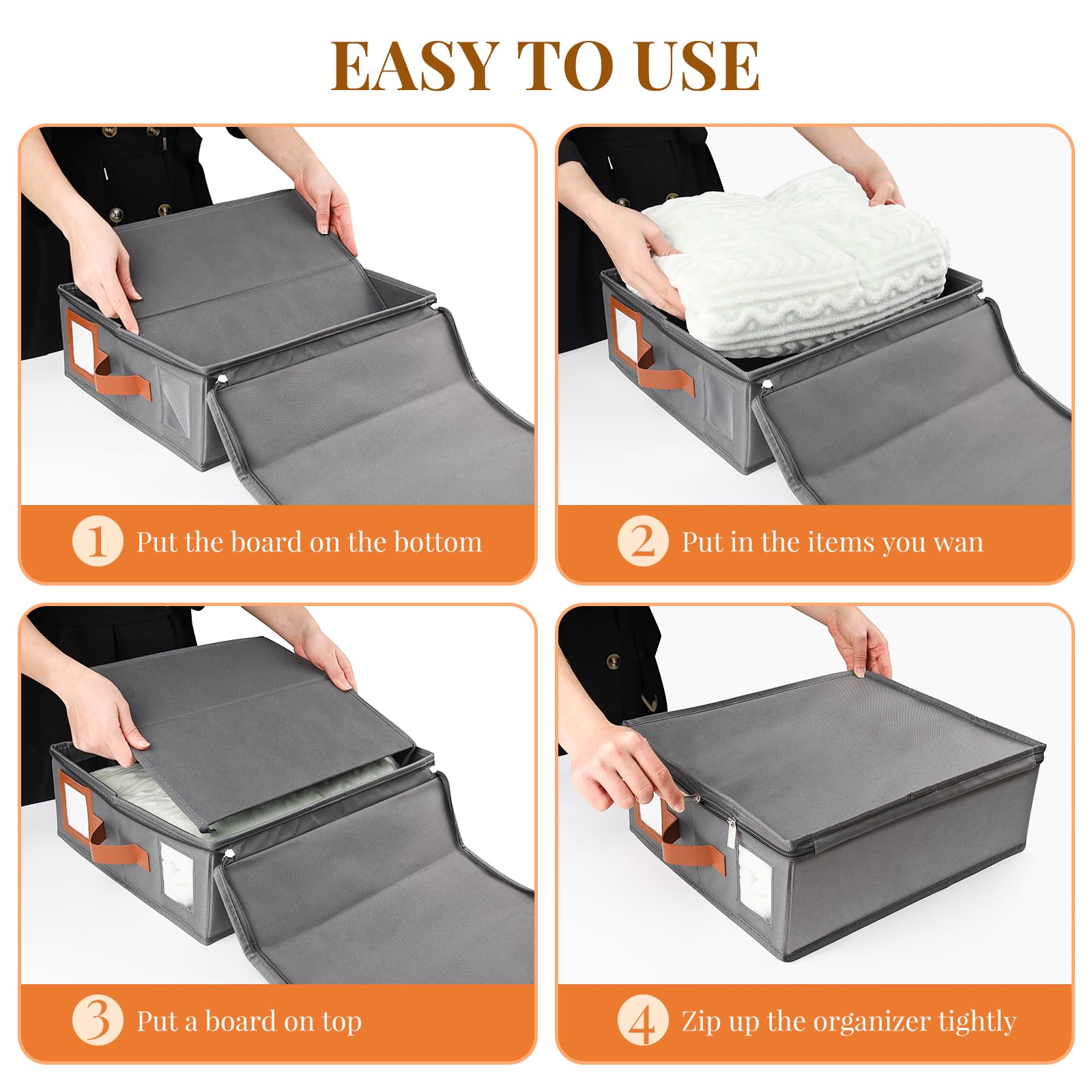 8 Pack Sheet Organizers and Storage (King & Queen Size), Foldable Linen Closet Bed Sheet Organizer with Window, Folding Bedding